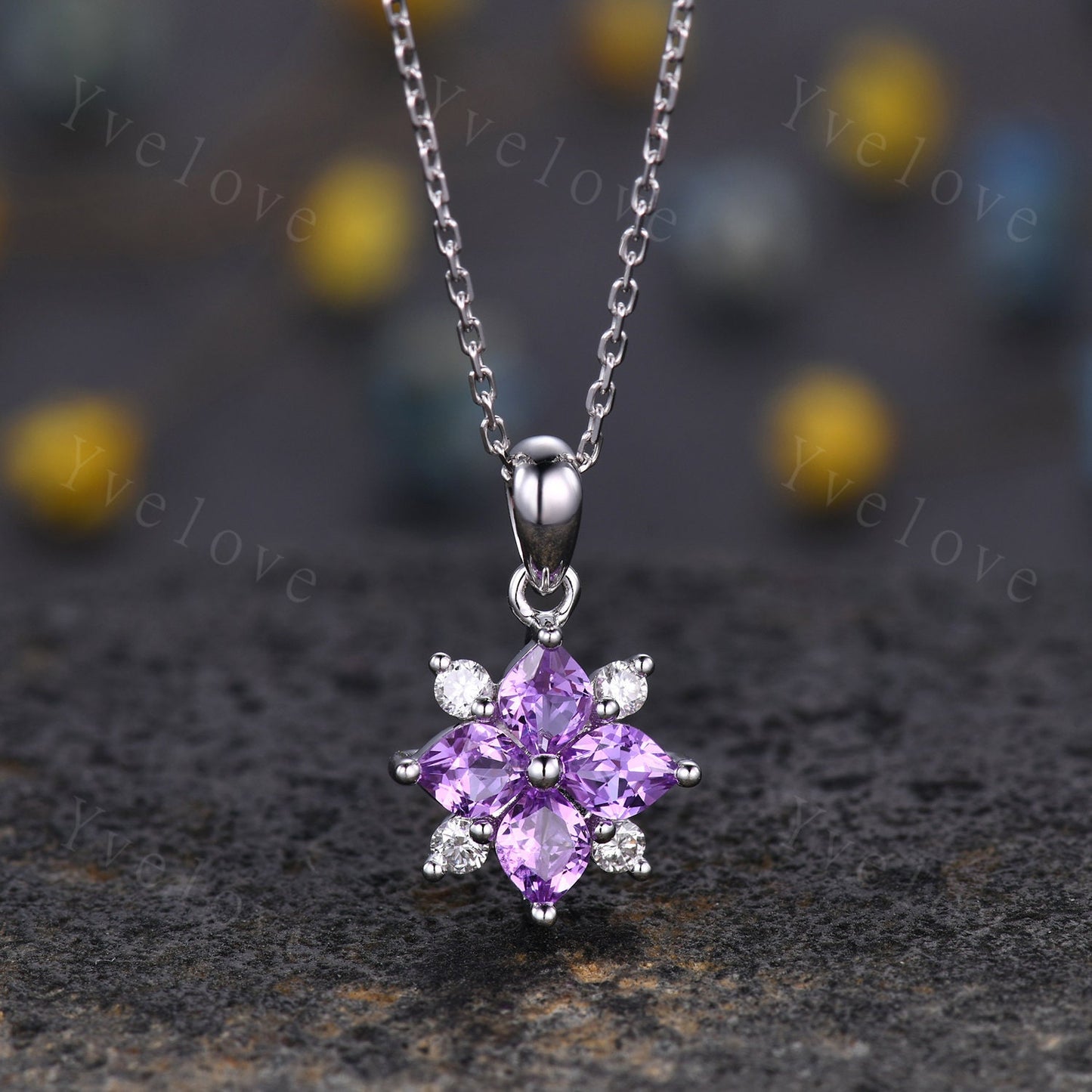 Natural Pink Sapphire Diamond Necklace,Pink Gems Pendant Floral Diamond Jewelry Delicate Dainty Necklace Gift For Women or Her,18k Rose Gold