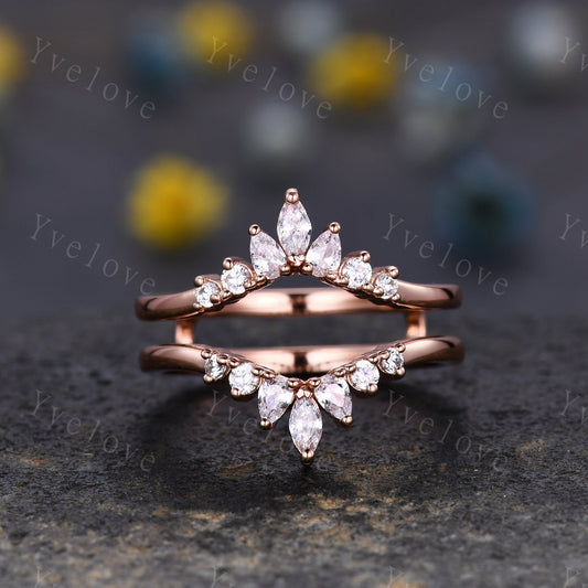 Dainty Moissanite wedding band V Curved Diamond wedding band Enhancer Band Silver Stacking Matching Band Bridal Promise Anniversary Gift