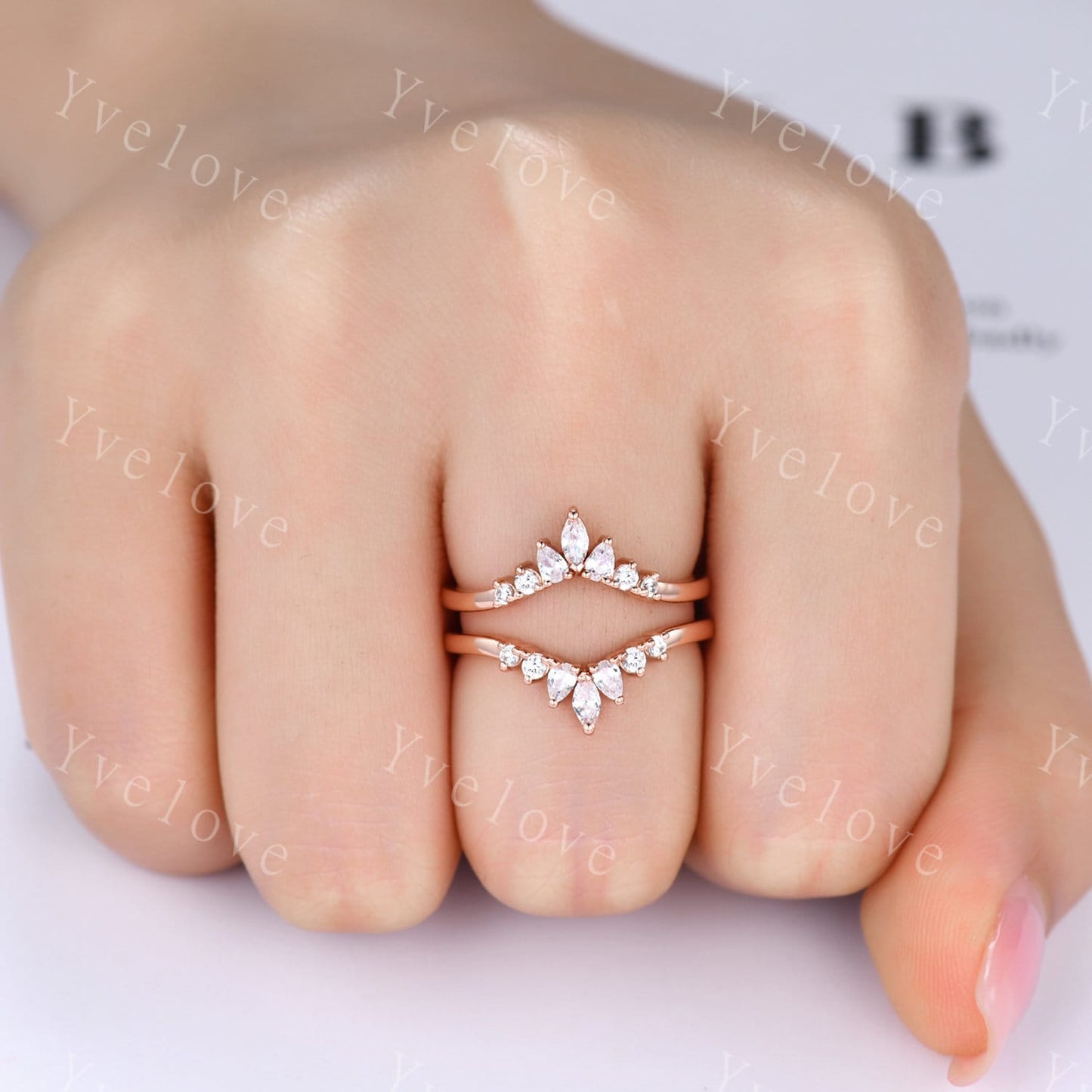 Dainty Moissanite wedding band V Curved Diamond wedding band Enhancer Band Silver Stacking Matching Band Bridal Promise Anniversary Gift