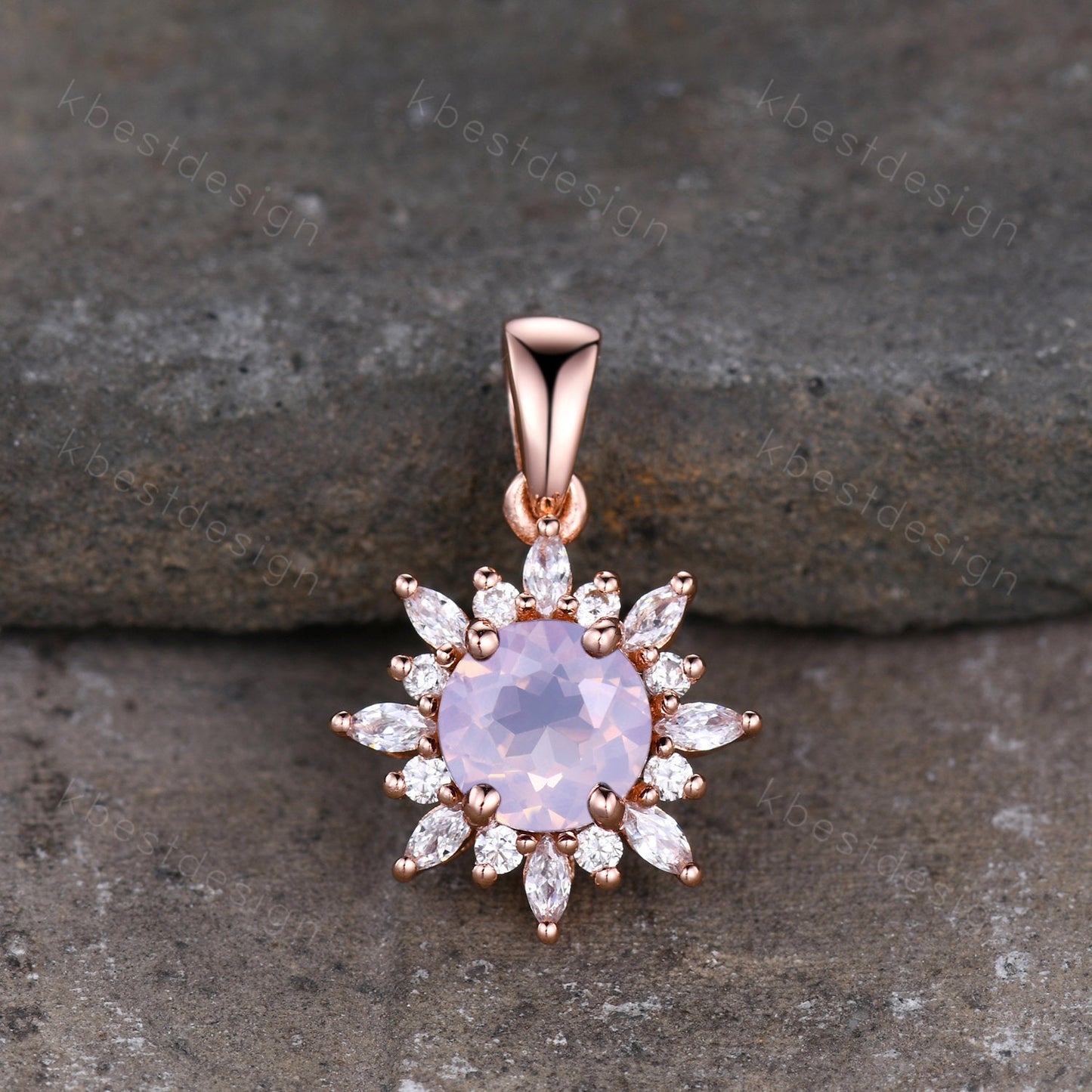 Rose Gold Lavender Amethyst Necklace, Unique Art Deco Amethyst Necklace For Women, February Birthstone Jewelry, Silver Pendant Necklace