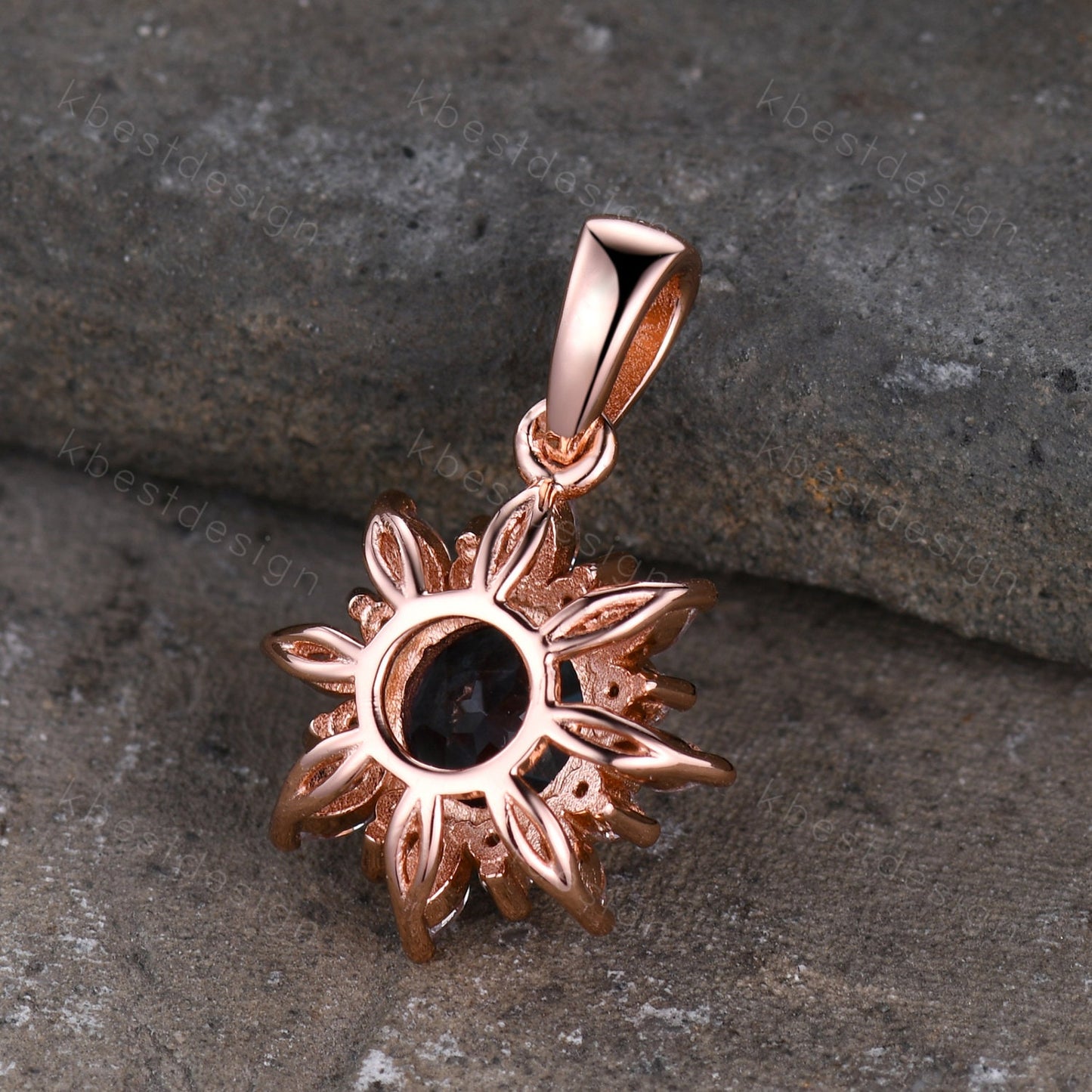 1CT Lab Alexandrite Necklace, Unique Round cut Pendant, Vintage Rose Gold Necklace, Alexandrite Silver Pendant, Birthstone necklace
