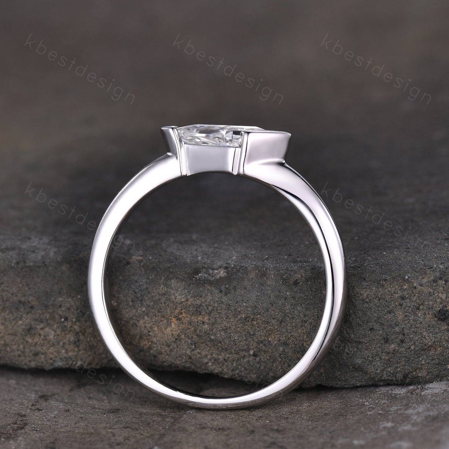 Vintage Moissanite Engagement Ring, Kite Cut Ring, Art Deco Moissanite Wedding Band, Unique Women Bridal Promise Ring, Silver Ring