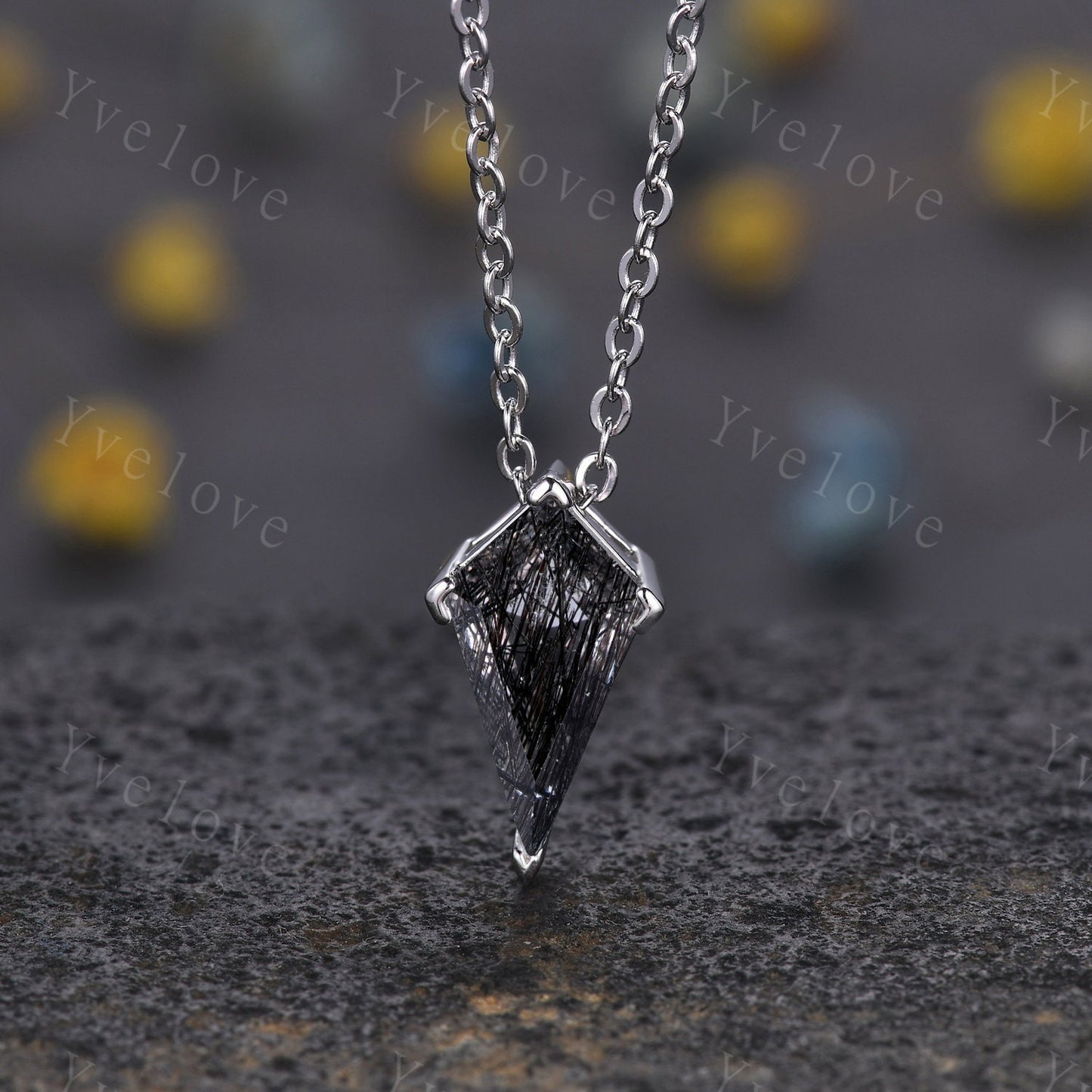Unique Kite shaped Aquamarine Pendant,Blue Gem Necklace,Silver Art Deco Necklace,March Birthstone,Vintage Women Bridal Gift Anniversary Gift