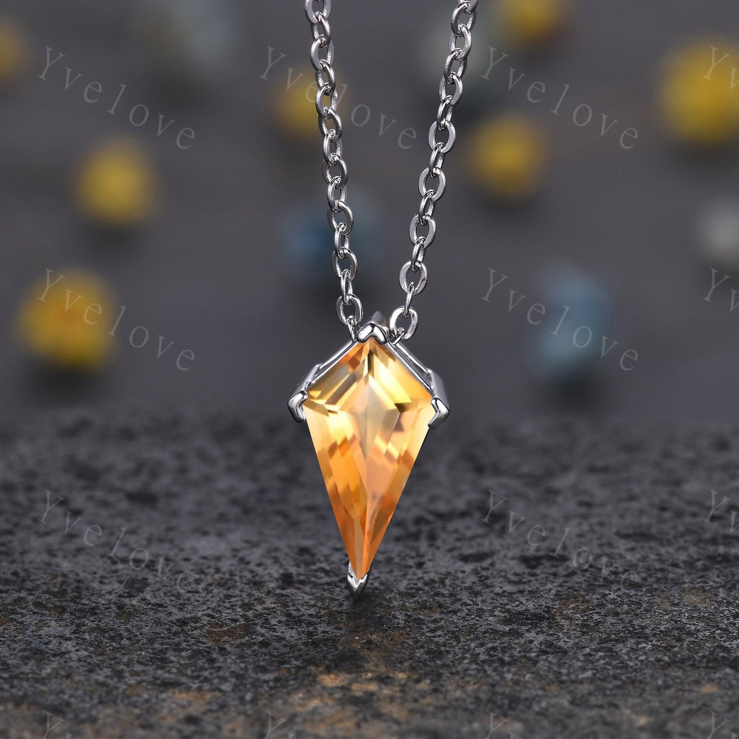 Unique Kite shaped Aquamarine Pendant,Blue Gem Necklace,Silver Art Deco Necklace,March Birthstone,Vintage Women Bridal Gift Anniversary Gift
