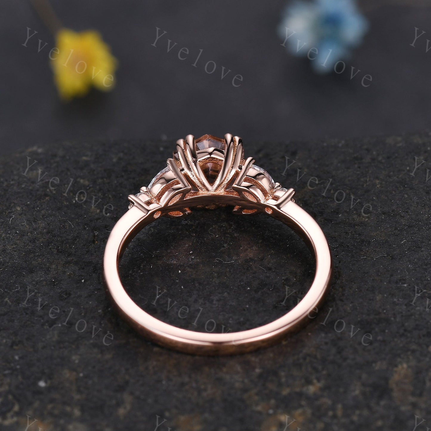 Hexagon Alexandrite Ring Set,Alexandrite Engagement Ring,Enhancer Wedding Ring,Double Curved band,Women Bridal Stacking Moissanite Band Gift