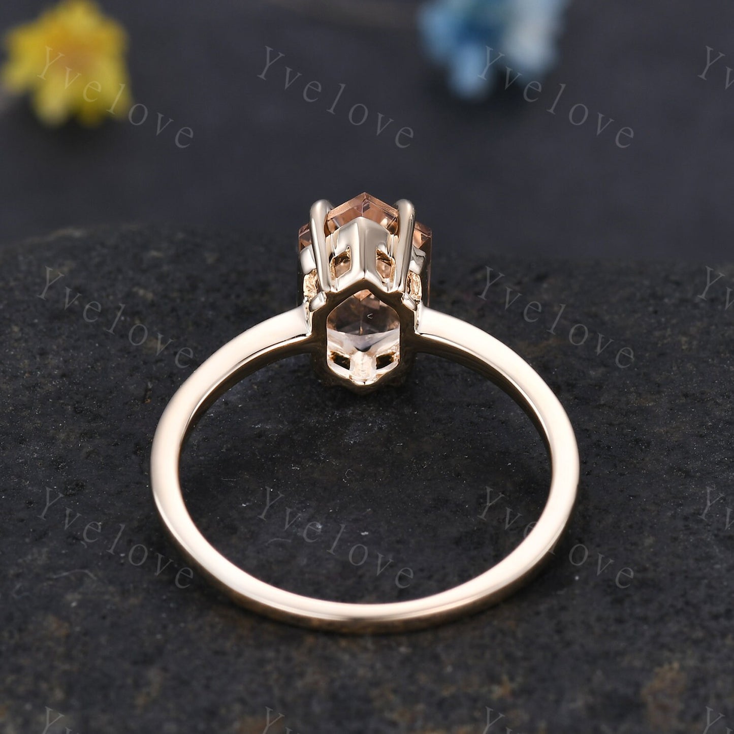 Vintage Long Hexagon Moissanit engagement ring,Unique Moissanite Wedding Ring,Solitaire Ring,Dainty Ring,Promise Stacking Ring,Gift For Her