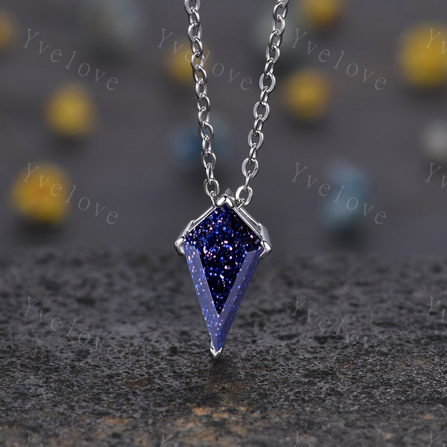 Unique Kite shaped White Opal Pendant,Opal Gem Necklace,Silver Art Deco Necklace,Mom Necklace,Vintage Women Bridal Gift Anniversary Gift