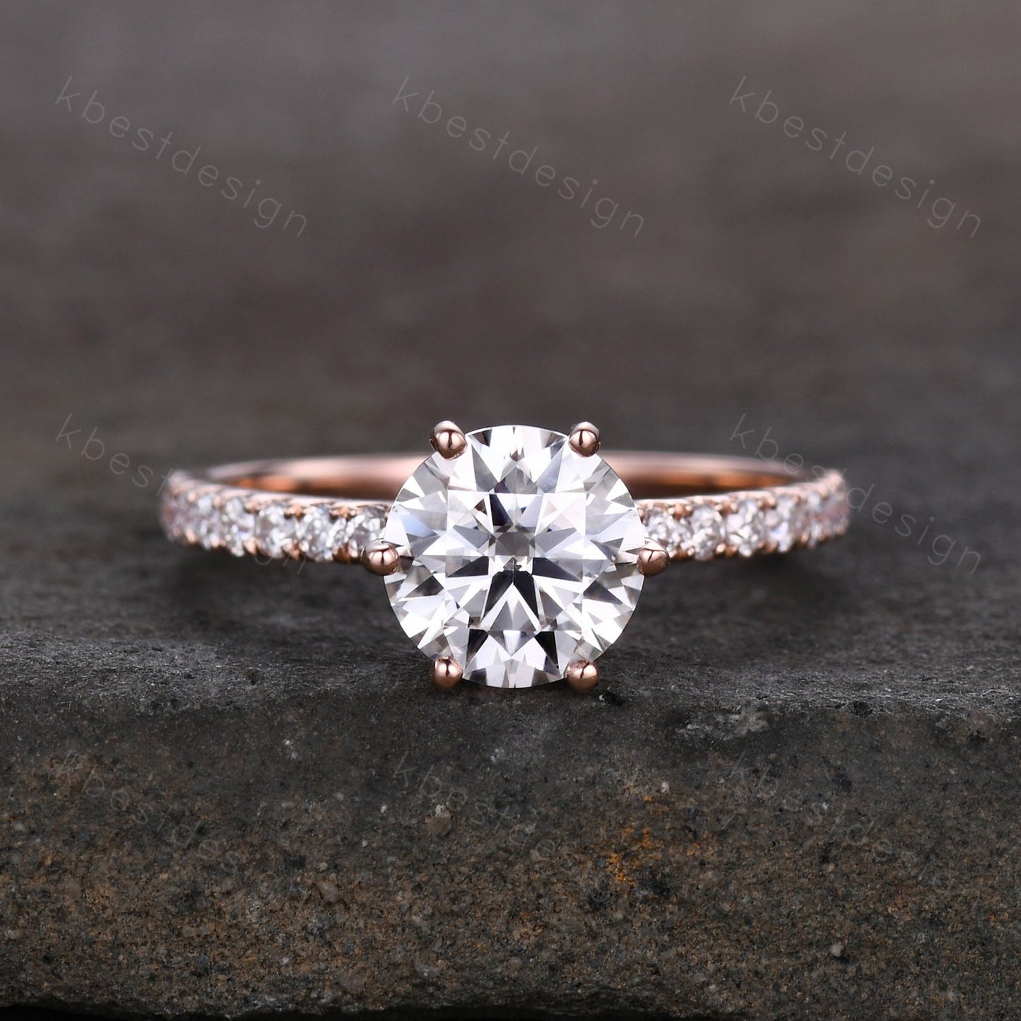 1.2CT Round Cut Moissanite Engagement Ring Vintage Hidden Halo Moissanite Ring Classic 6 Prong Ring Simulated Diamond Wedding Ring Promise