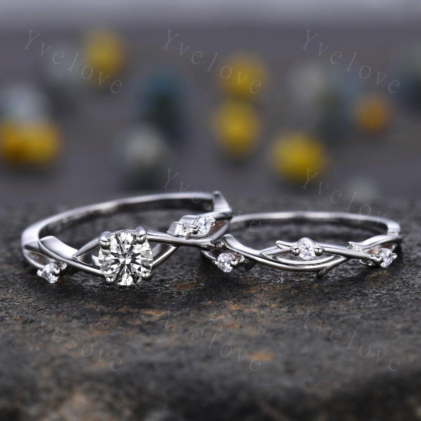 CVD Diamond Ring,IGI CERTIFIED Brilliant Round Diamond Engagement Ring Set,Lab Grown Diamond Ring,Women Vines Ring Gift,Eco-Friendly Diamond