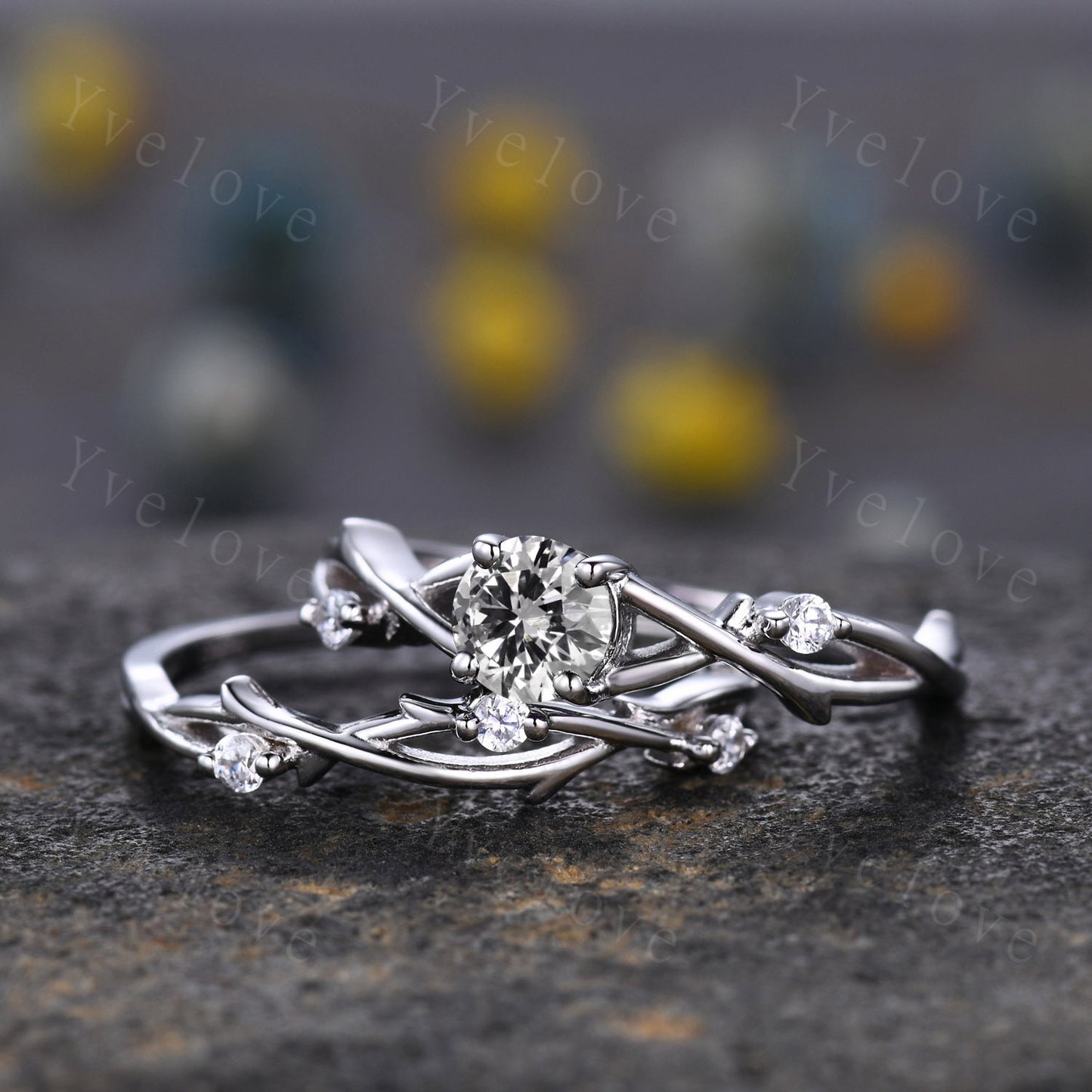 CVD Diamond Ring,IGI CERTIFIED Brilliant Round Diamond Engagement Ring Set,Lab Grown Diamond Ring,Women Vines Ring Gift,Eco-Friendly Diamond