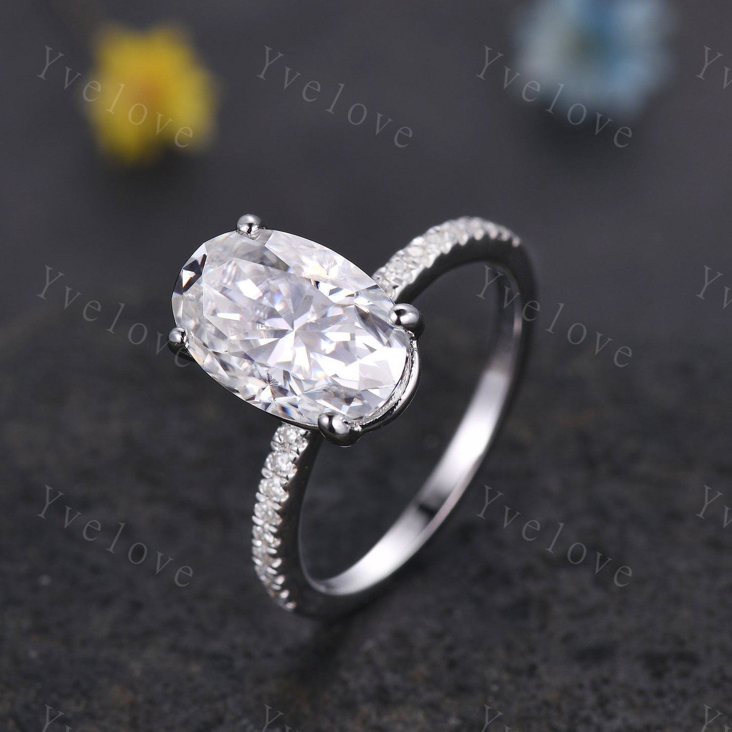 12x8mm Oval Moissanite Engagement Ring,Art Deco Moissanite Ring Moissaninte Jewelry,Vintage Promise Diamond Ring,Women Bridal Gift,Silver