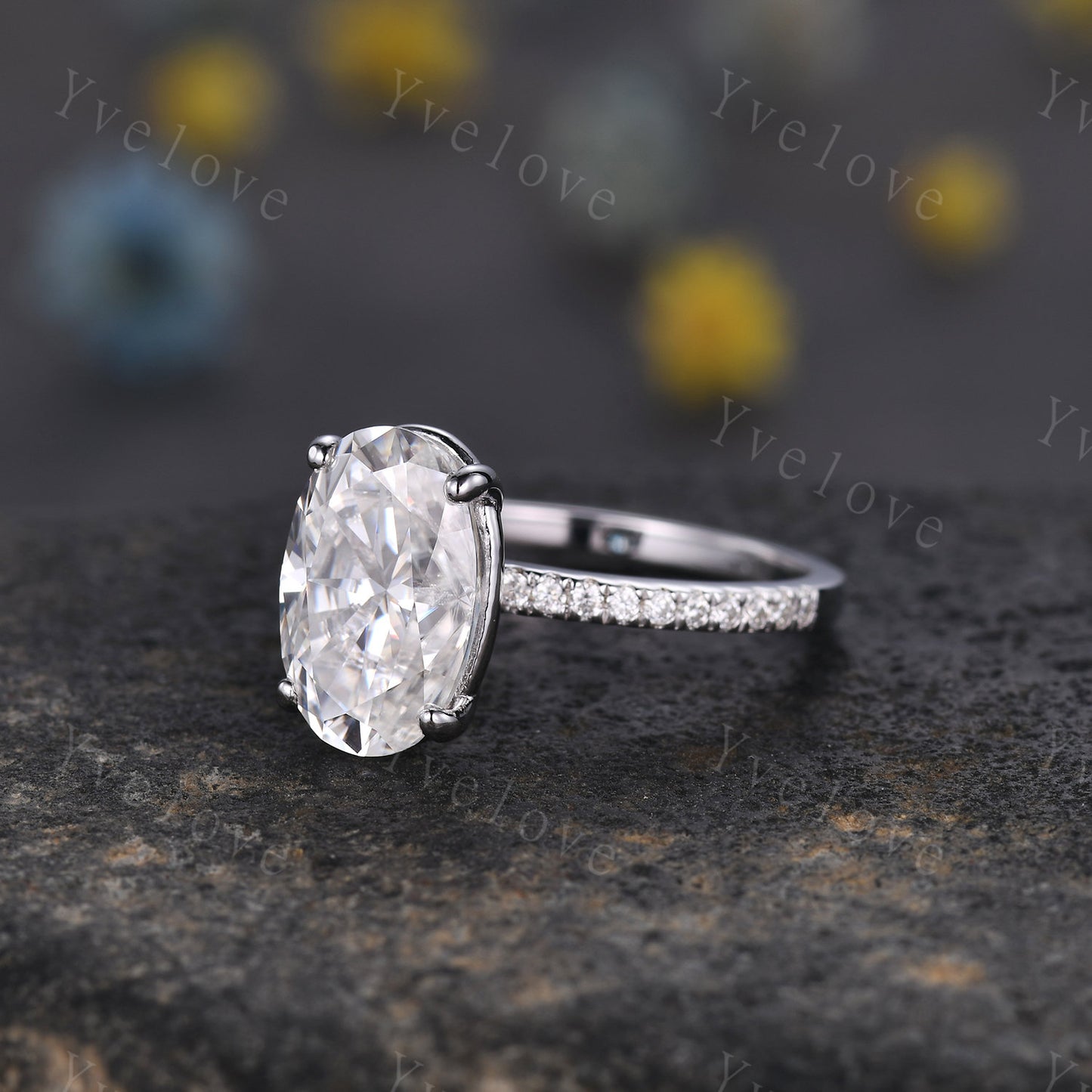 12x8mm Oval Moissanite Engagement Ring,Art Deco Moissanite Ring Moissaninte Jewelry,Vintage Promise Diamond Ring,Women Bridal Gift,Silver
