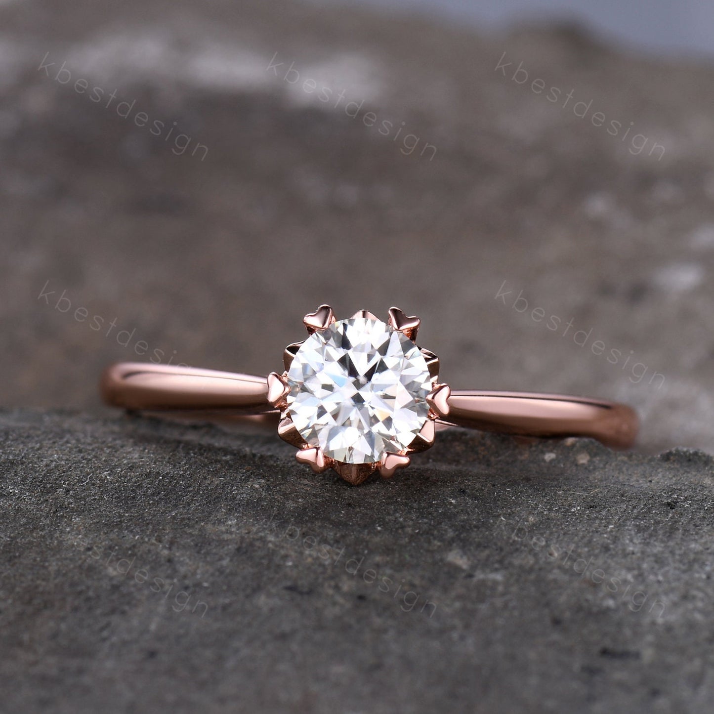 Delicate Moissanite Engagement Ring, Dainty Ring, Promise Ring, Rose Gold Engagement Ring, Bridal Wedding Ring, Anniversary Ring