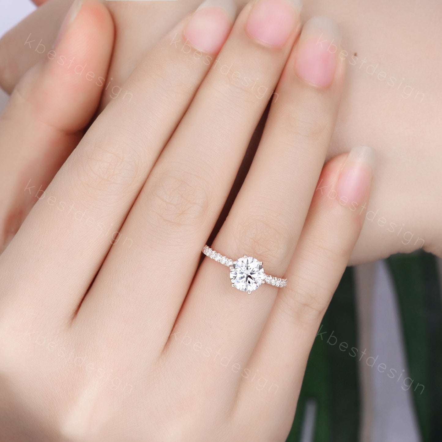 1.2CT Round Cut Moissanite Engagement Ring Vintage Hidden Halo Moissanite Ring Classic 6 Prong Ring Simulated Diamond Wedding Ring Promise