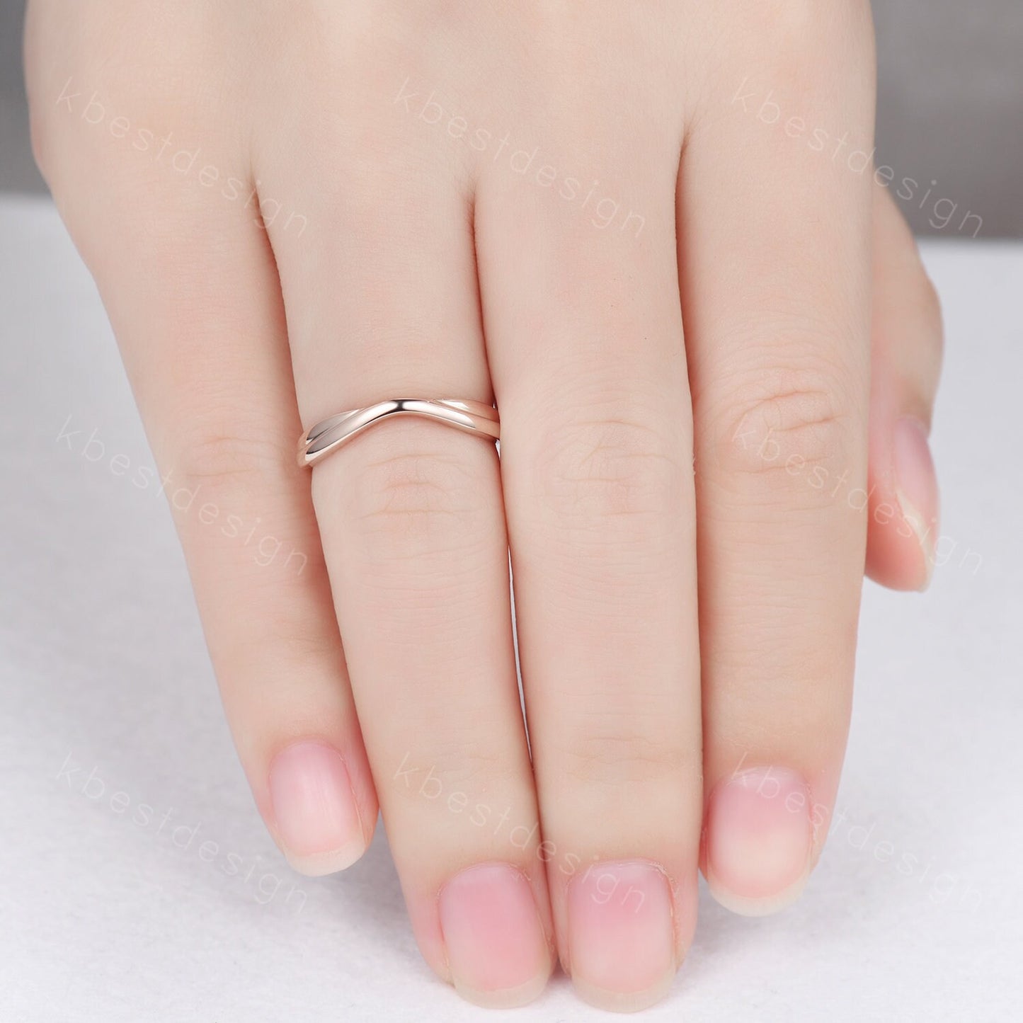 Curved wedding band Rose gold plain band unique stacking matching band Minimalist ring Bridal wedding band Anniversary gift for her
