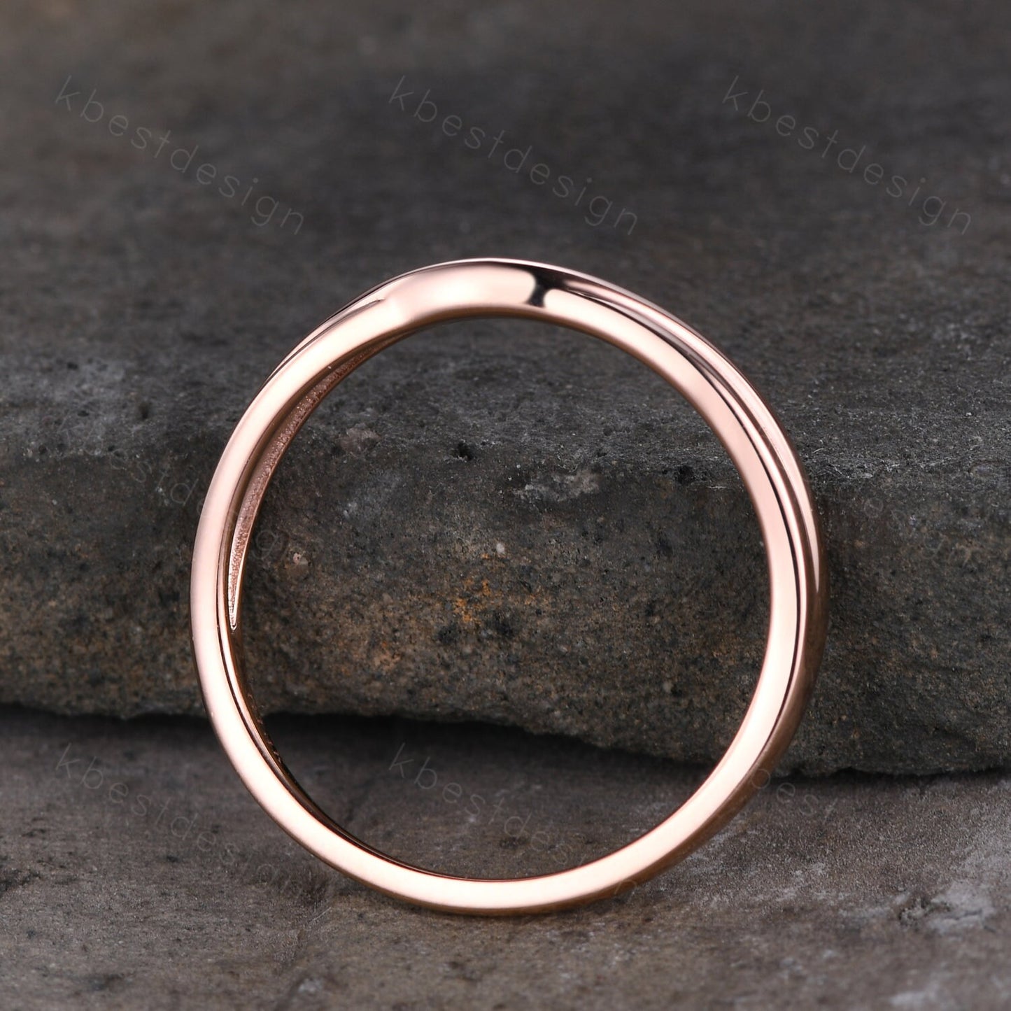Curved wedding band Rose gold plain band unique stacking matching band Minimalist ring Bridal wedding band Anniversary gift for her