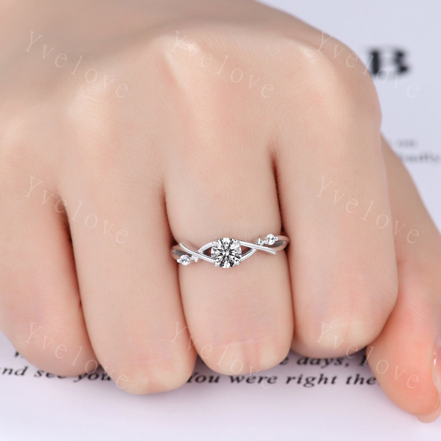 CVD Diamond Ring,IGI CERTIFIED Brilliant Round Diamond Engagement Ring Set,Lab Grown Diamond Ring,Women Vines Ring Gift,Eco-Friendly Diamond