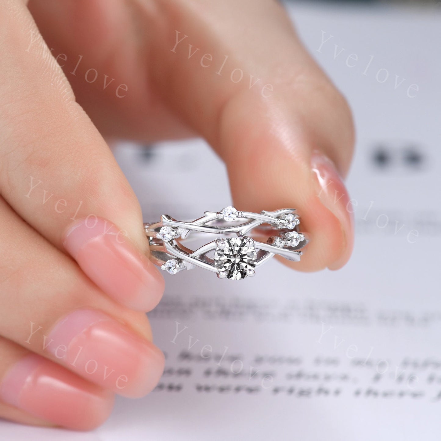 CVD Diamond Ring,IGI CERTIFIED Brilliant Round Diamond Engagement Ring Set,Lab Grown Diamond Ring,Women Vines Ring Gift,Eco-Friendly Diamond