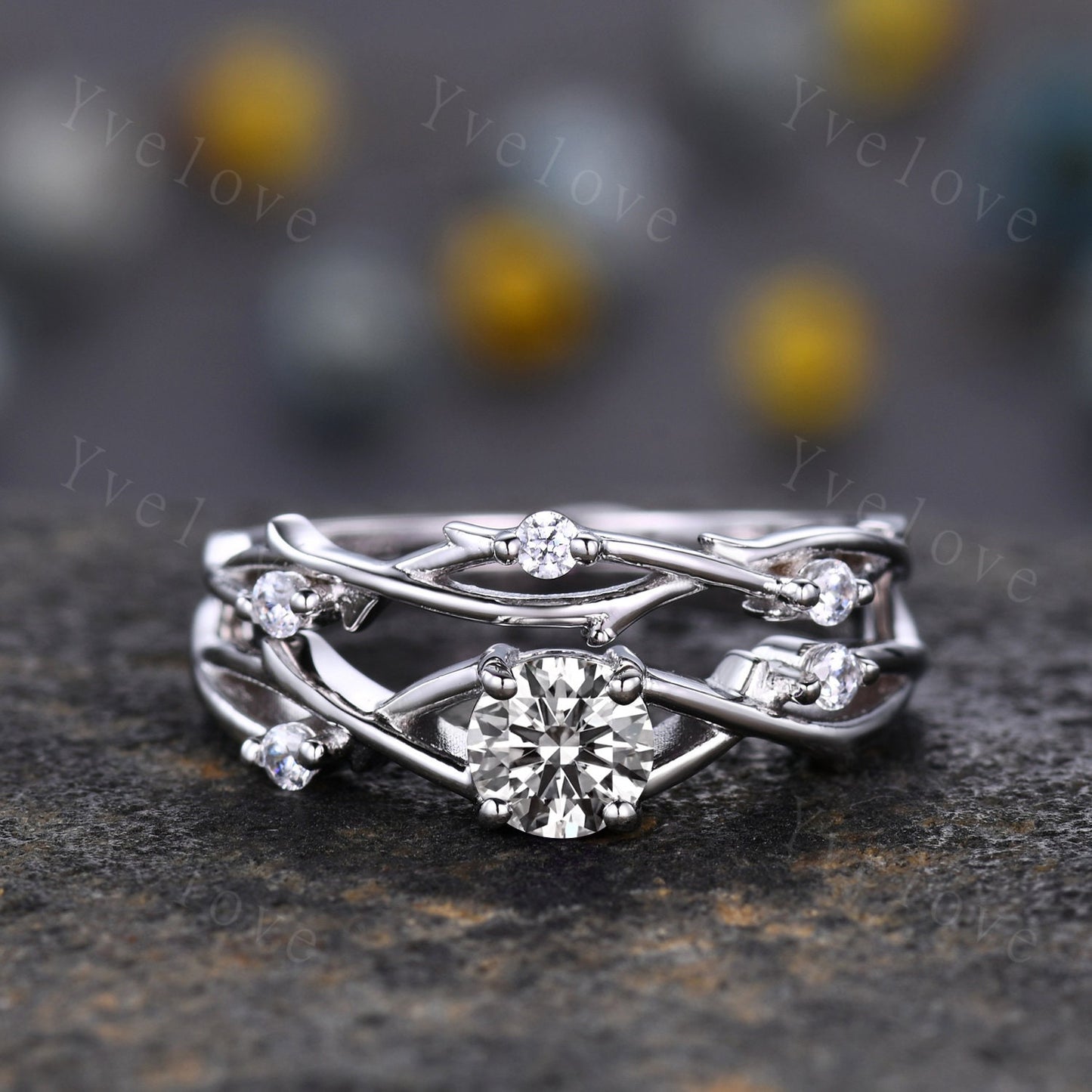 CVD Diamond Ring,IGI CERTIFIED Brilliant Round Diamond Engagement Ring Set,Lab Grown Diamond Ring,Women Vines Ring Gift,Eco-Friendly Diamond