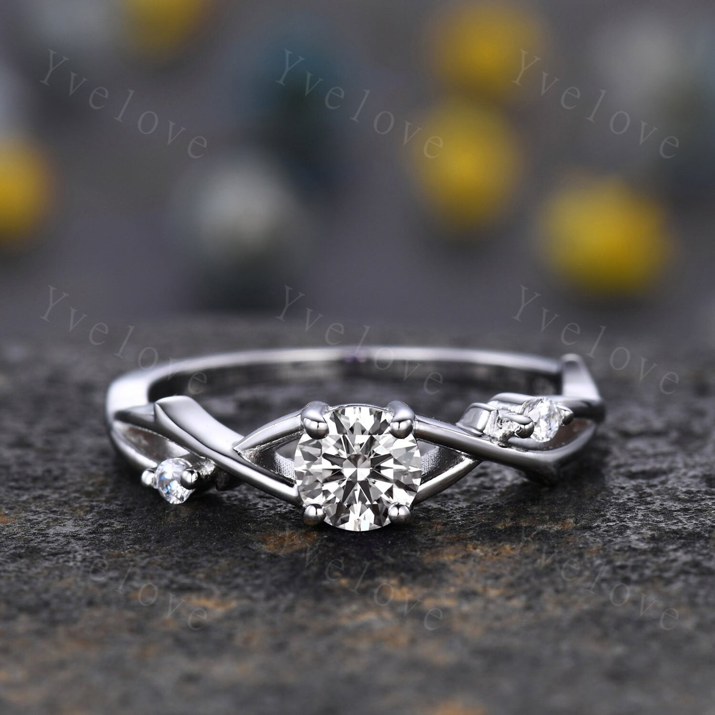 CVD Diamond Ring,IGI CERTIFIED Brilliant Round Diamond Engagement Ring Set,Lab Grown Diamond Ring,Women Vines Ring Gift,Eco-Friendly Diamond