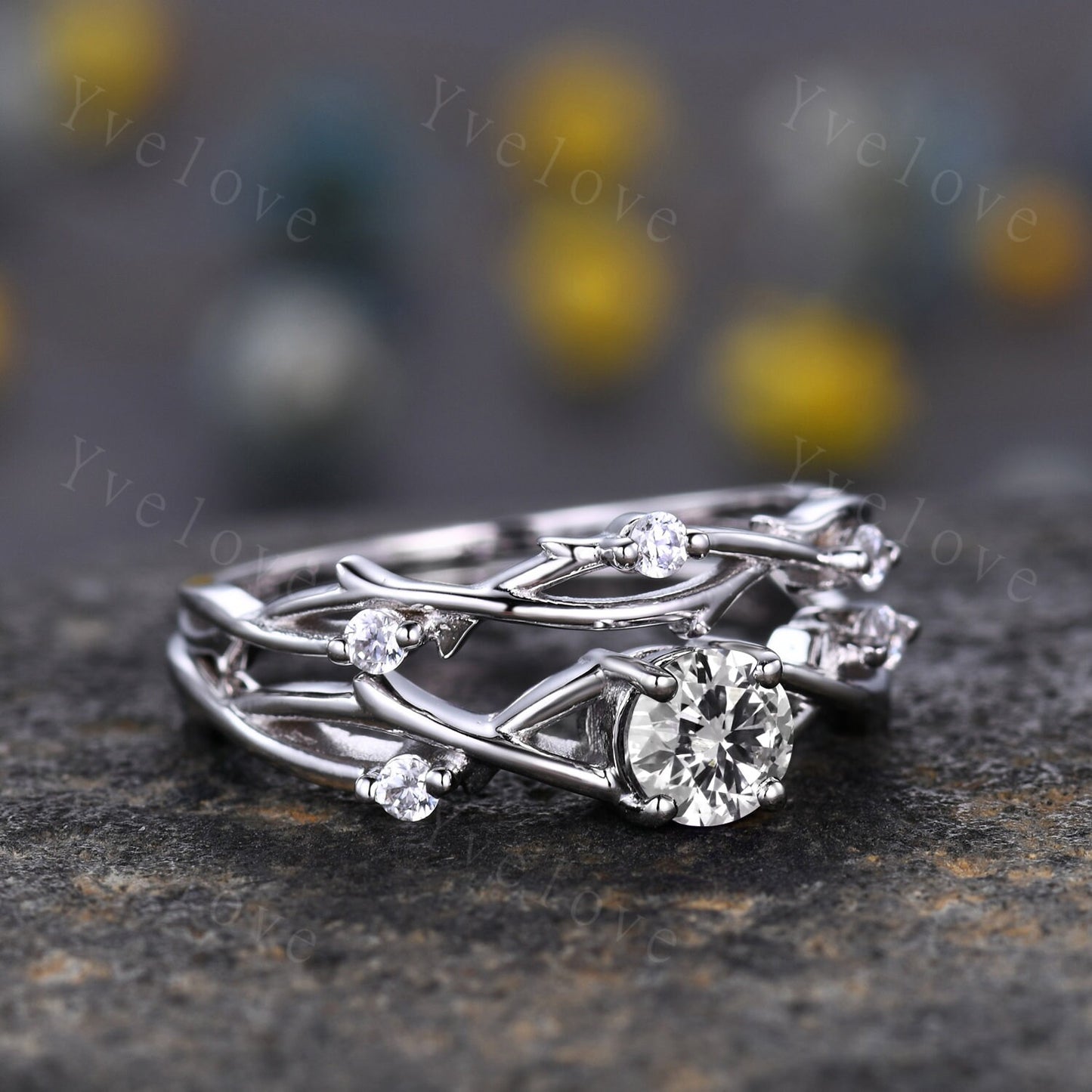 CVD Diamond Ring,IGI CERTIFIED Brilliant Round Diamond Engagement Ring Set,Lab Grown Diamond Ring,Women Vines Ring Gift,Eco-Friendly Diamond