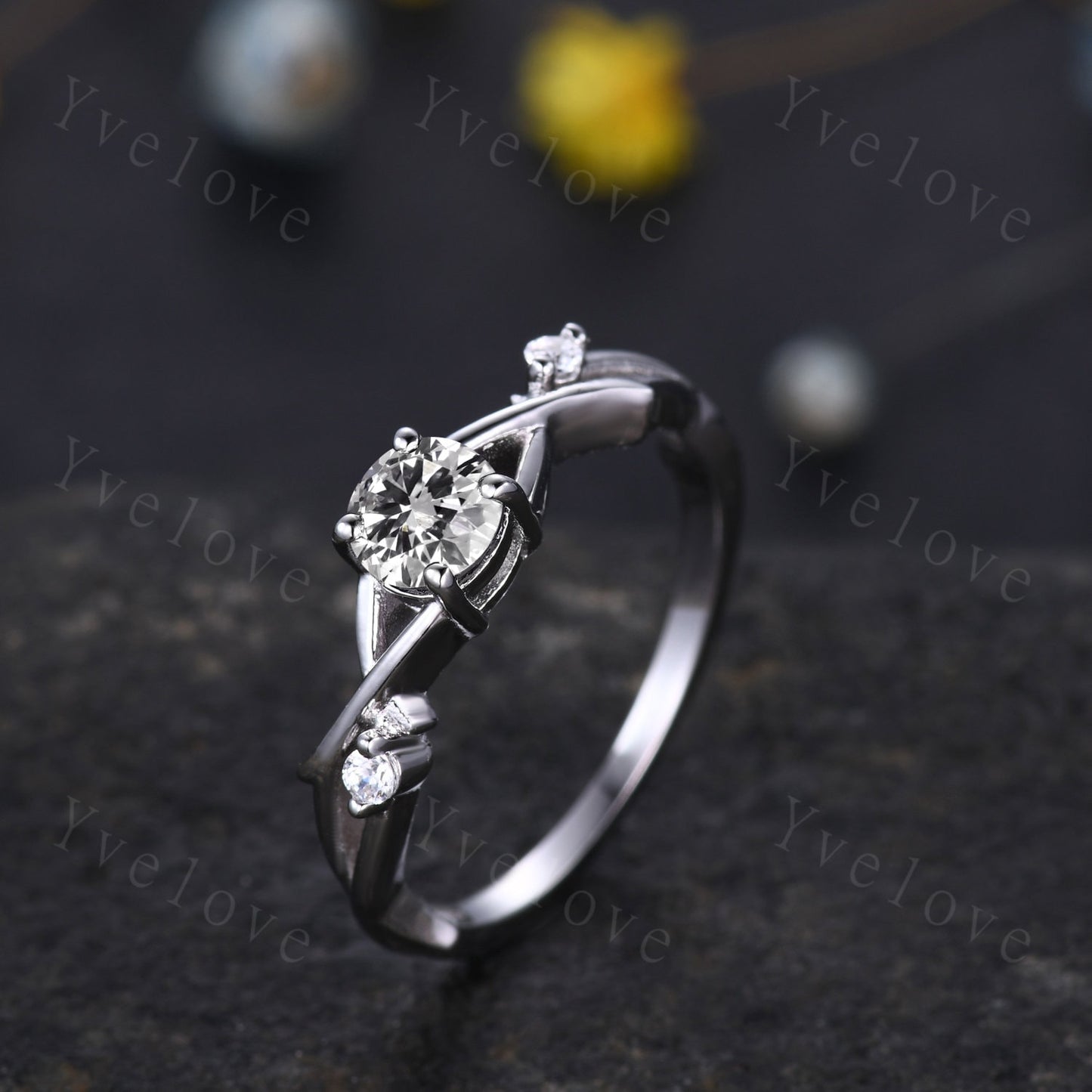 CVD Diamond Ring,IGI CERTIFIED Brilliant Round Diamond Engagement Ring Set,Lab Grown Diamond Ring,Women Vines Ring Gift,Eco-Friendly Diamond
