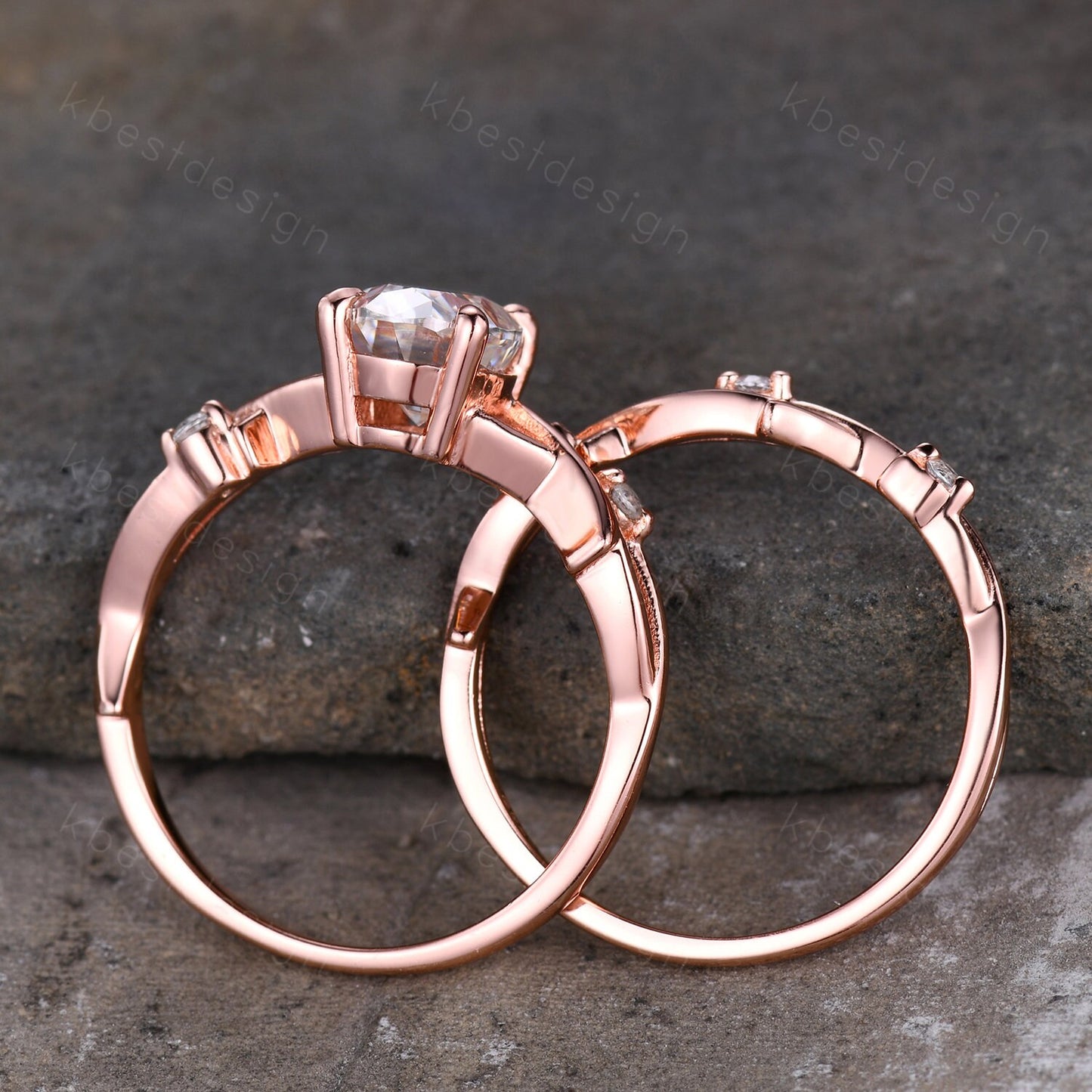 Vintage black rutilated quartz engagement ring 14k rose gold oval cut ring art deco twig leaf stacking band unique bridal wedding ring set