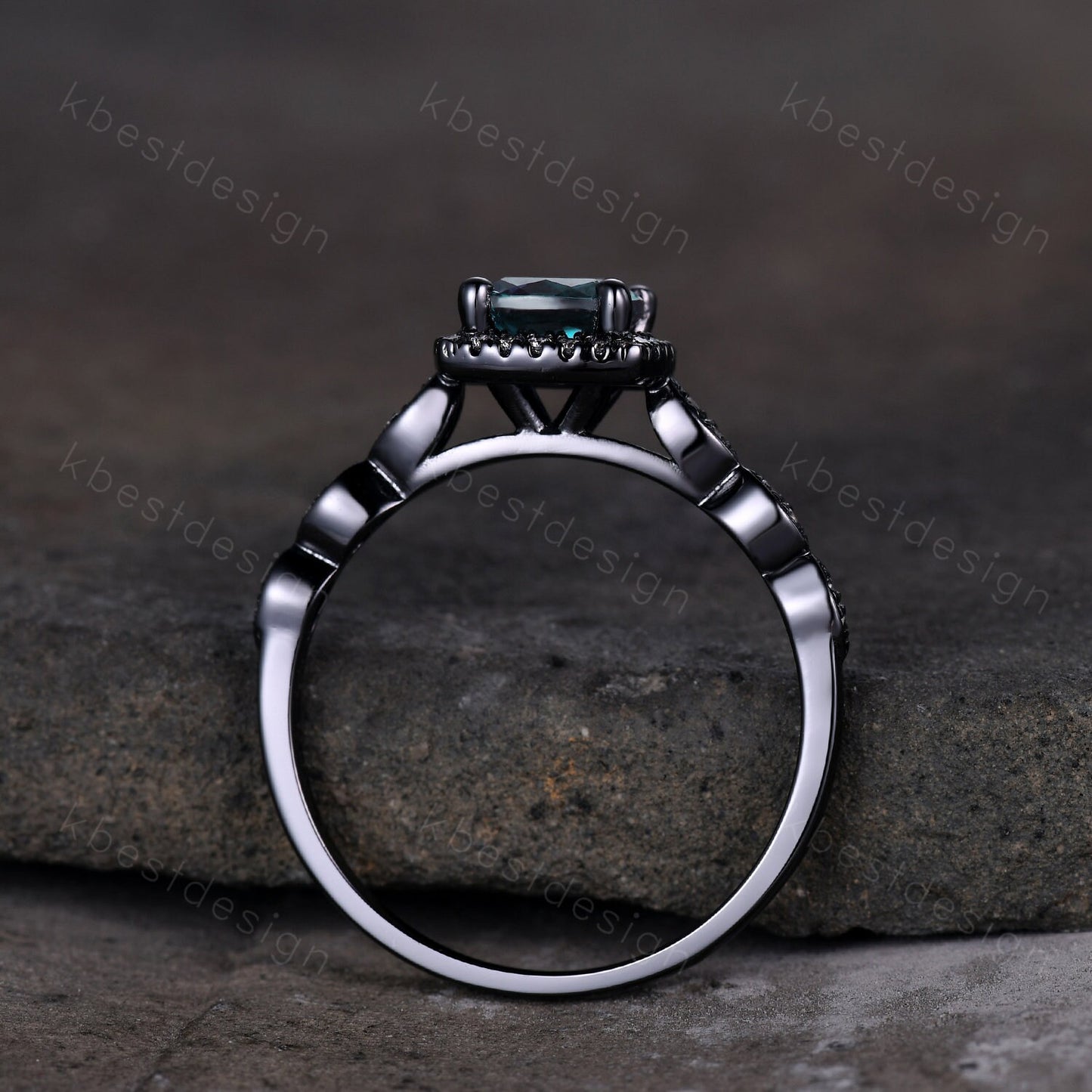Unique red garnet ring vintage cushion cut garnet engagement ring 14k black gold ring January birthstone ring moissanite anniversary ring
