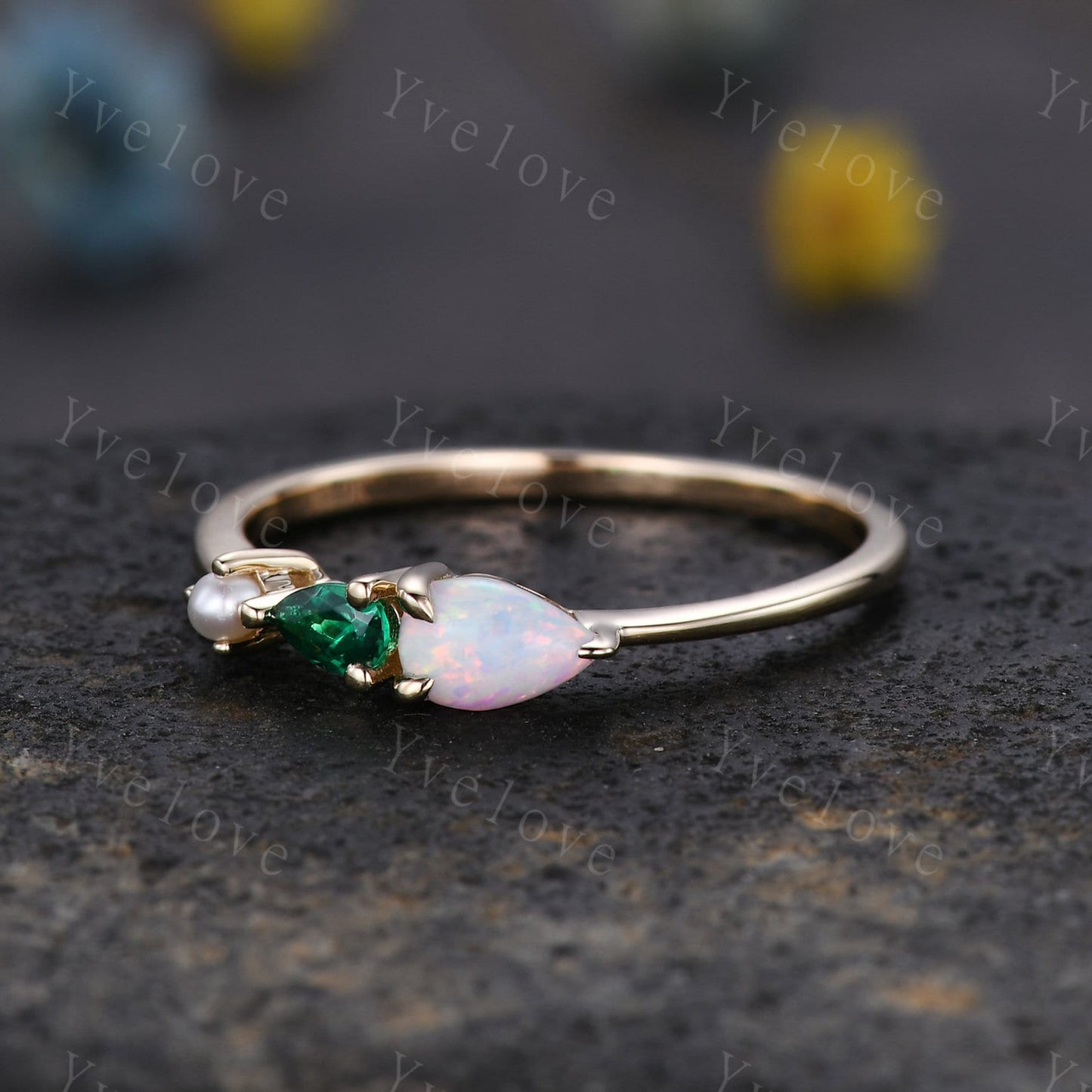 Custom order for Carrie, replace the emerald with aquamarine, sterling silver, size 7.