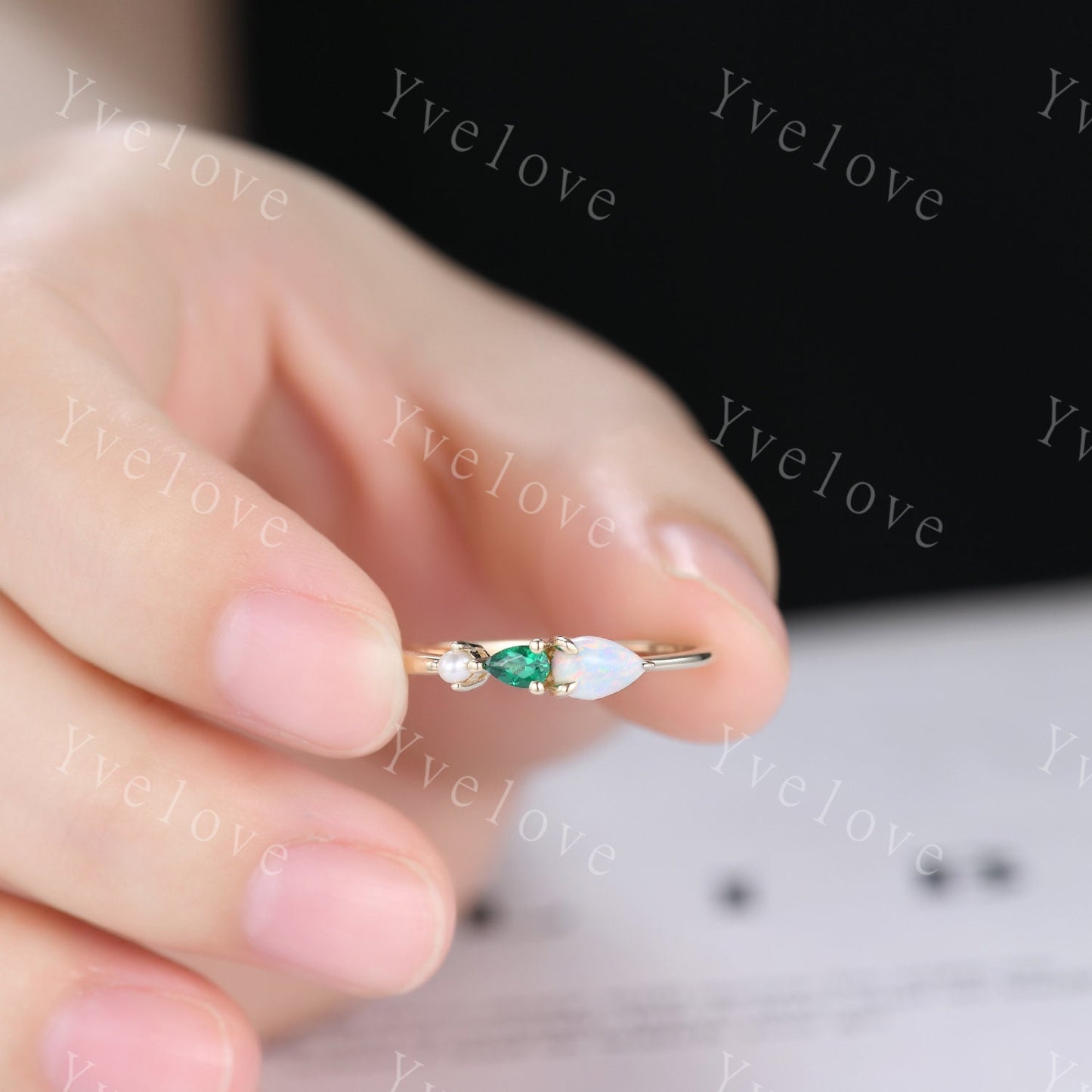 Custom order for Carrie, replace the emerald with aquamarine, sterling silver, size 7.