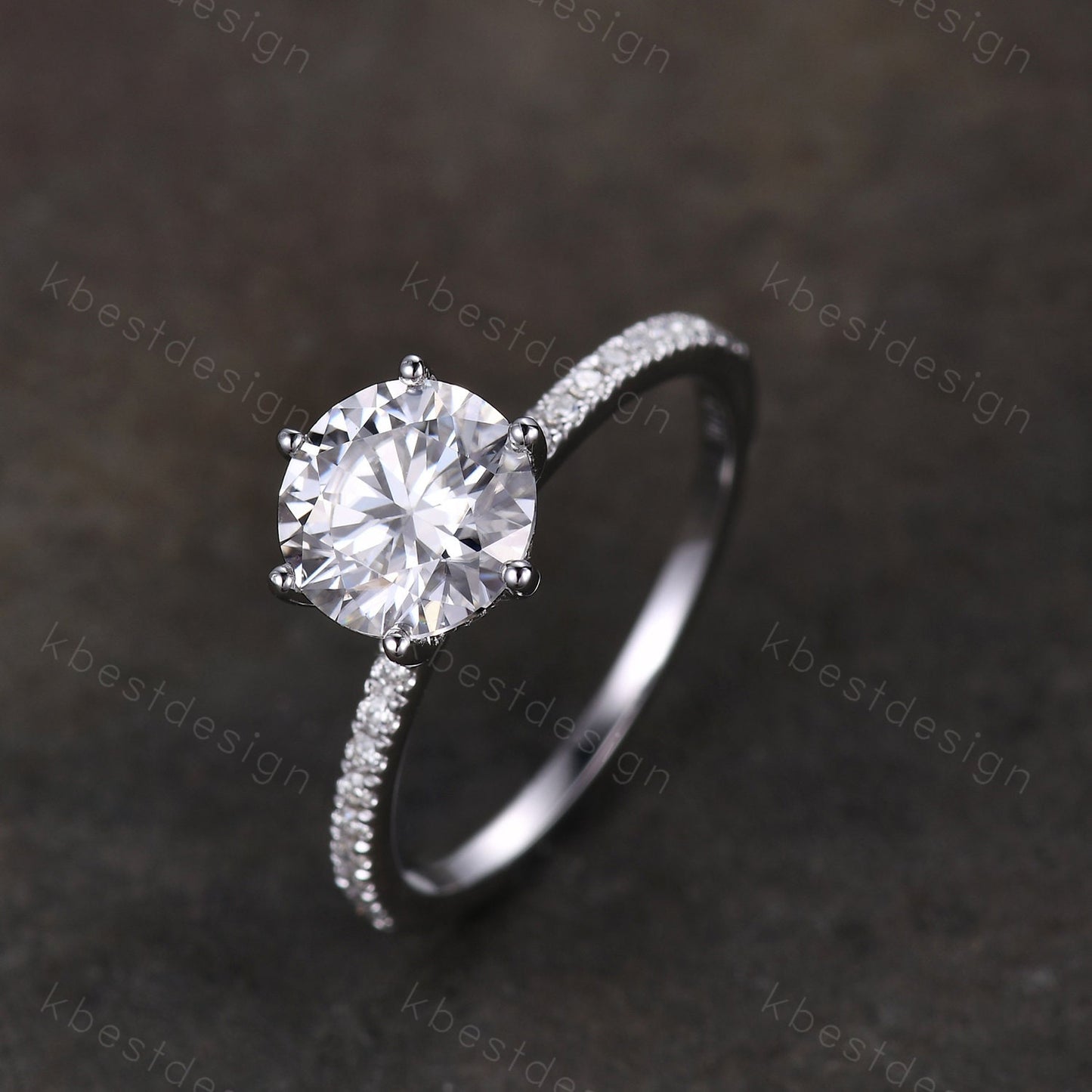Round cut moissanite ring vintage moissanite engagement ring white gold vintage hidden halo ring simulated diamond wedding ring for women