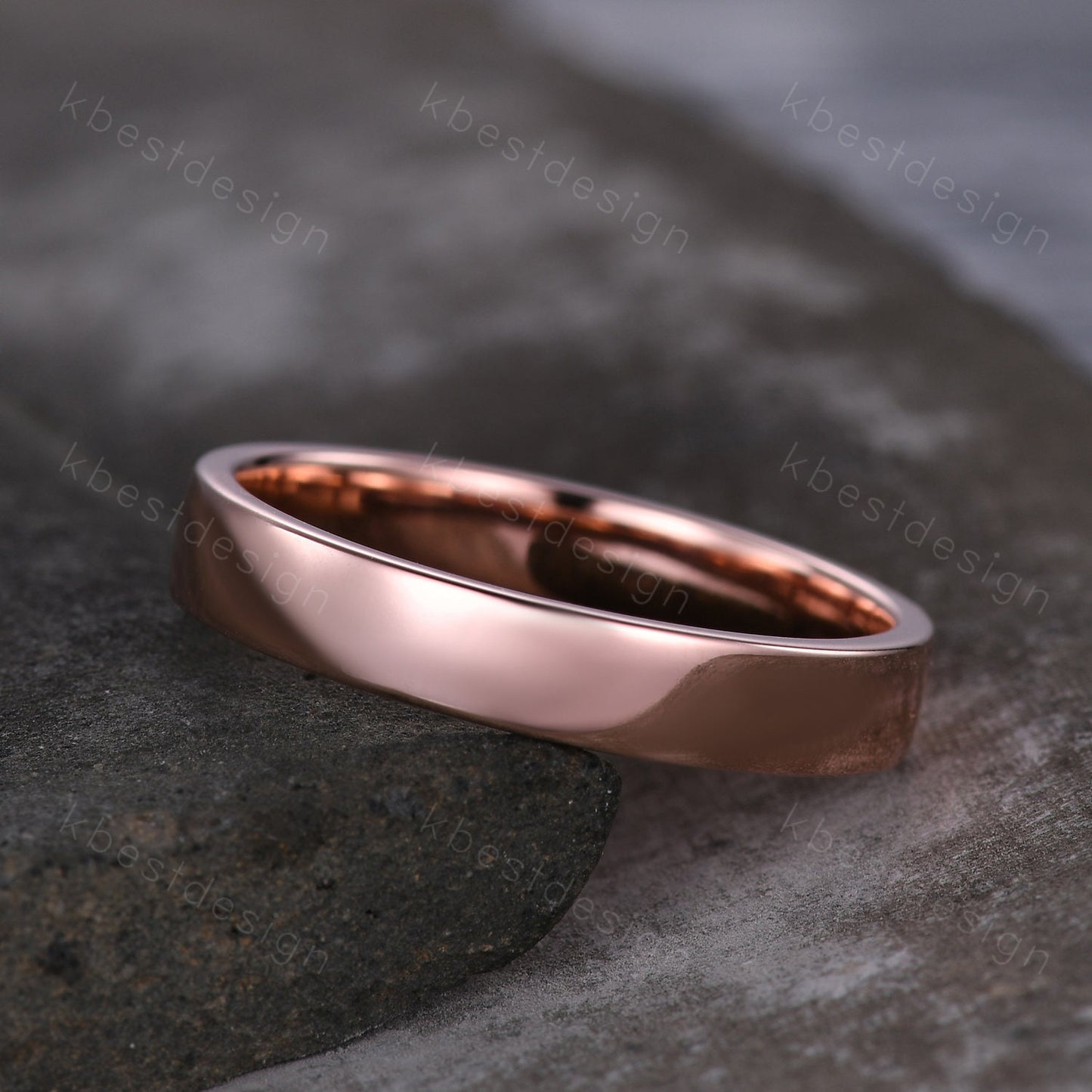 Mens Plain Wedding Band in Rose/White or Yellow Gold, 4mm Comfort Fit Wedding Band, Mens Solitaire Ring, Solid Gold 10k/14k/18k Wedding Ring