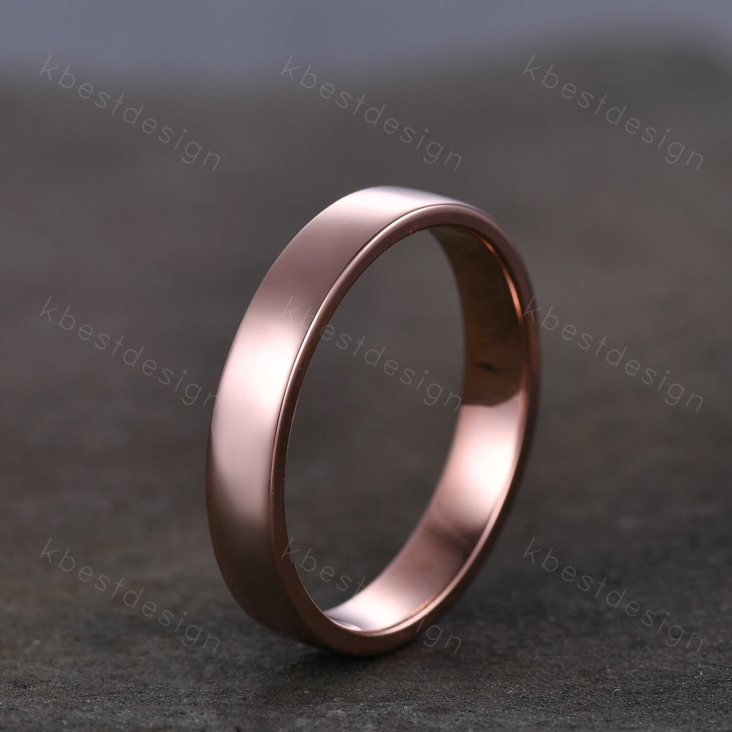 Mens Plain Wedding Band in Rose/White or Yellow Gold, 4mm Comfort Fit Wedding Band, Mens Solitaire Ring, Solid Gold 10k/14k/18k Wedding Ring