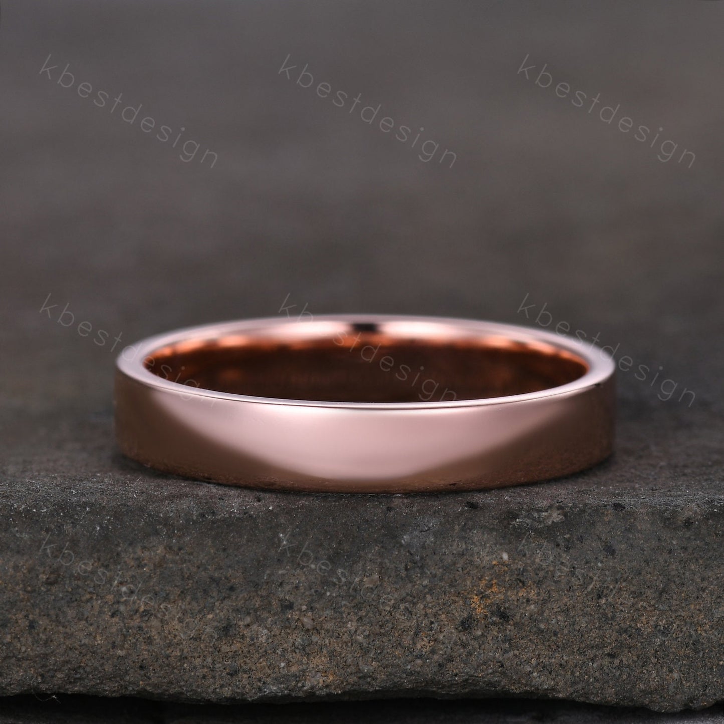 Mens Plain Wedding Band in Rose/White or Yellow Gold, 4mm Comfort Fit Wedding Band, Mens Solitaire Ring, Solid Gold 10k/14k/18k Wedding Ring