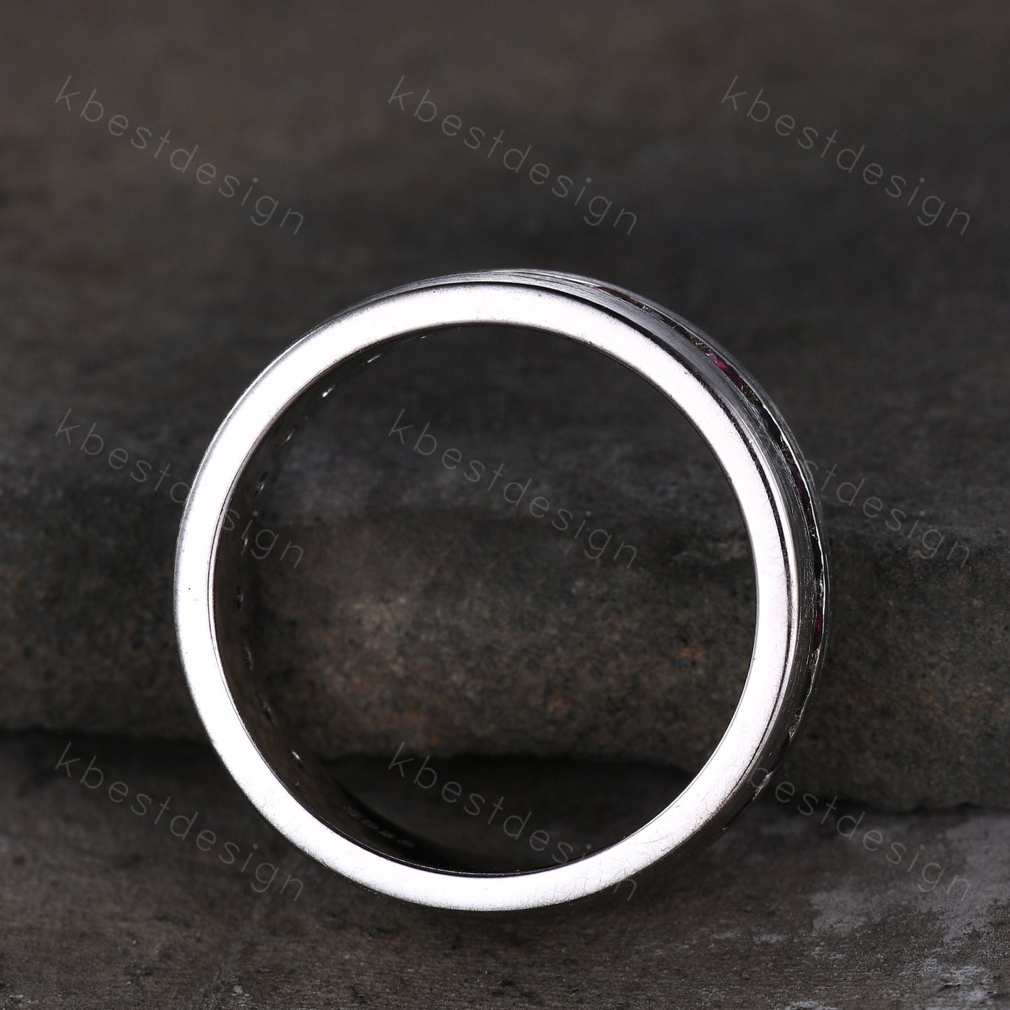 Mens Wedding Ring, Mens Blue Sapphire Wedding Band, 8mm Band, Brushed Finish Band, Mens Ruby Wedding Ring, Mens Ring, Personalized Ring