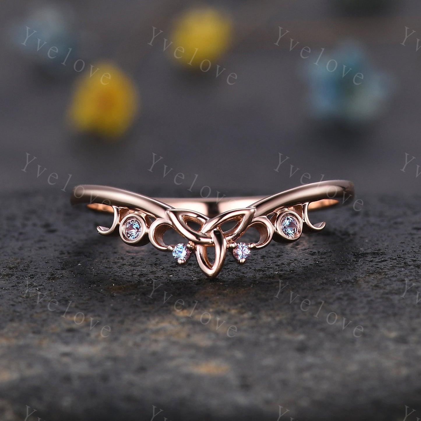 Alexandrite Wedding band,Vintage Retro 14k Solid Gold Ring Alexandrite Jewelry Stackable Matching Band Bridal Ring Anniversary Gift For Her