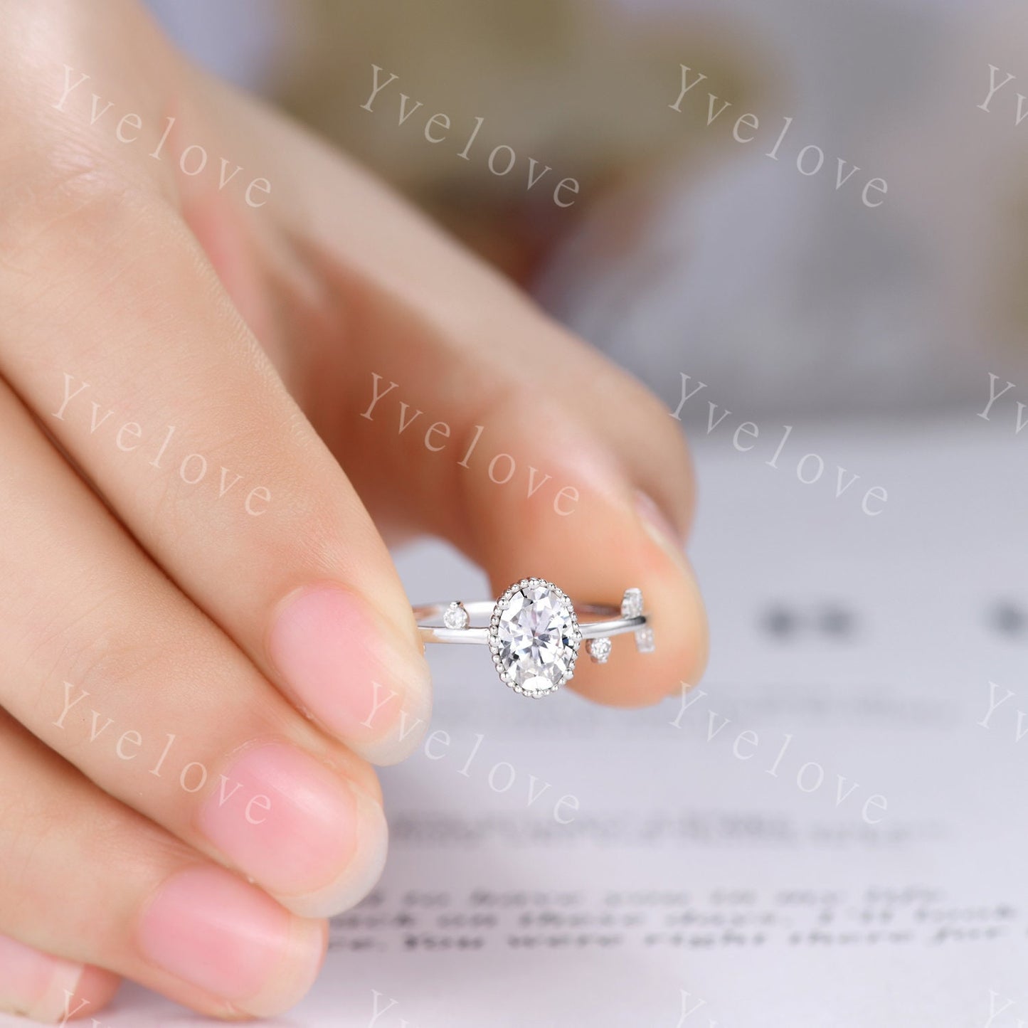Dainty Moissanite Engagement Ring,White Gold Minimalist Ring,Twig Leaf Ring,Stacking Ring,Tiny Moissanite Ring,Unique Promise Ring For Her