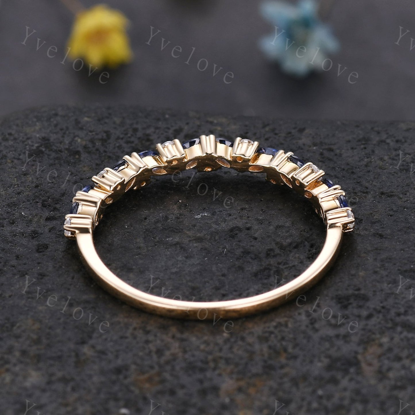 Marquise alexandrite wedding band vintage alexandrite ring gold moissanite antique unique stacking band anniversary promise matching band