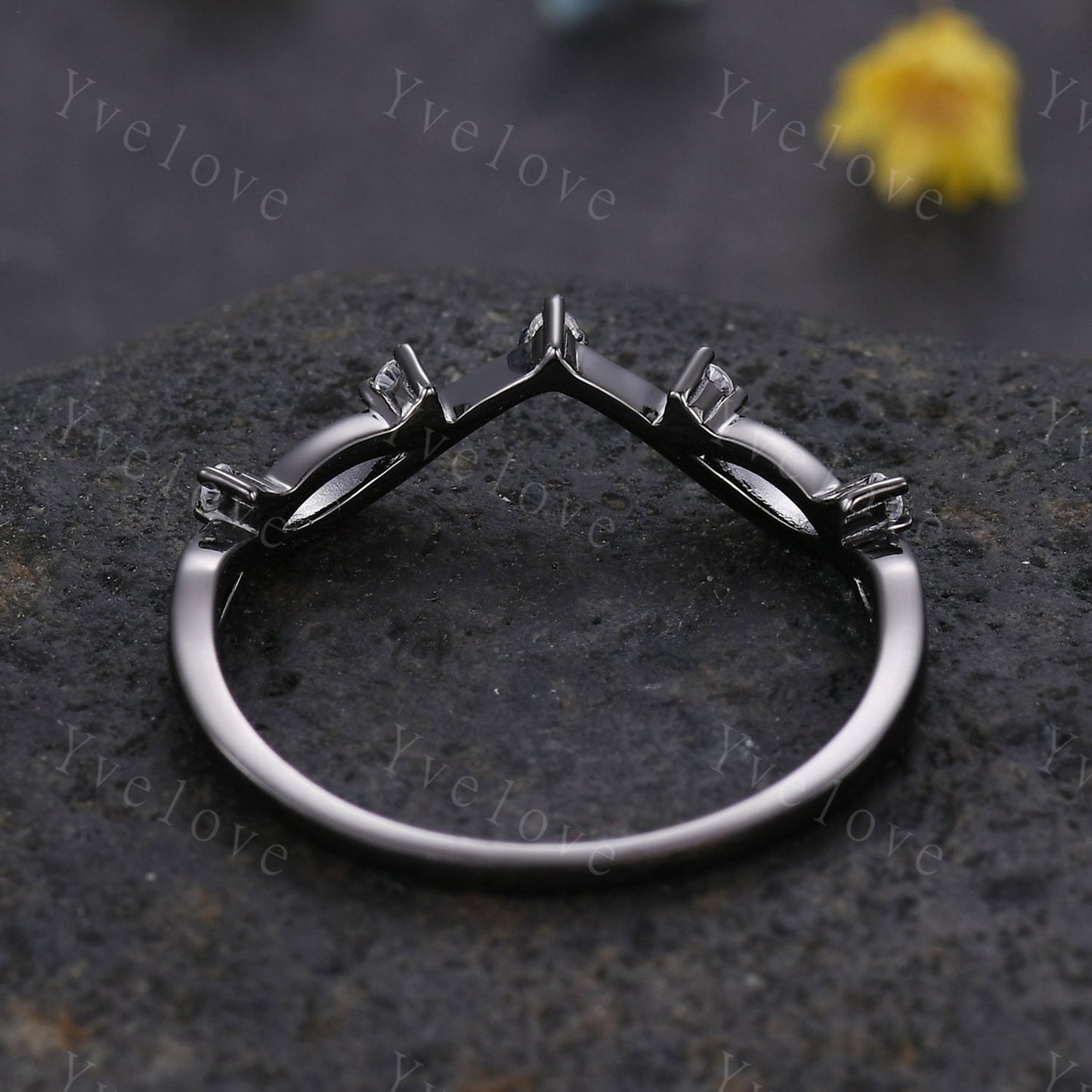Vintage Twig Engagement Ring,Twig Stacking Band,Women Vine Diamond Band,Art Deco Curved Branch Moissanite Wedding Band,Black Silver Ring