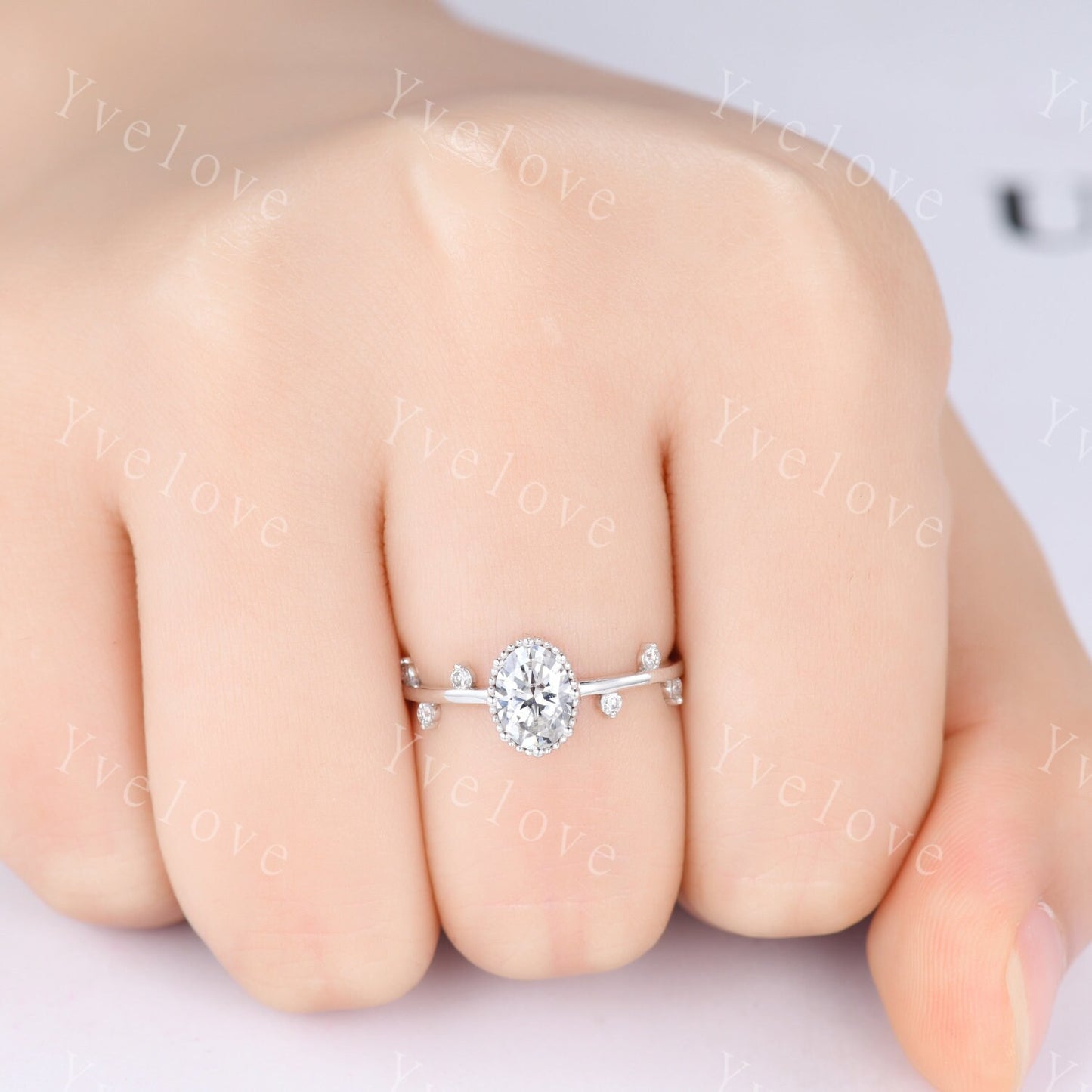 Dainty Moissanite Engagement Ring,Solid Gold Minimalist Ring,Twig Leaf Ring,Stacking Ring,Tiny Moissanite Ring,Unique Promise Ring For Her