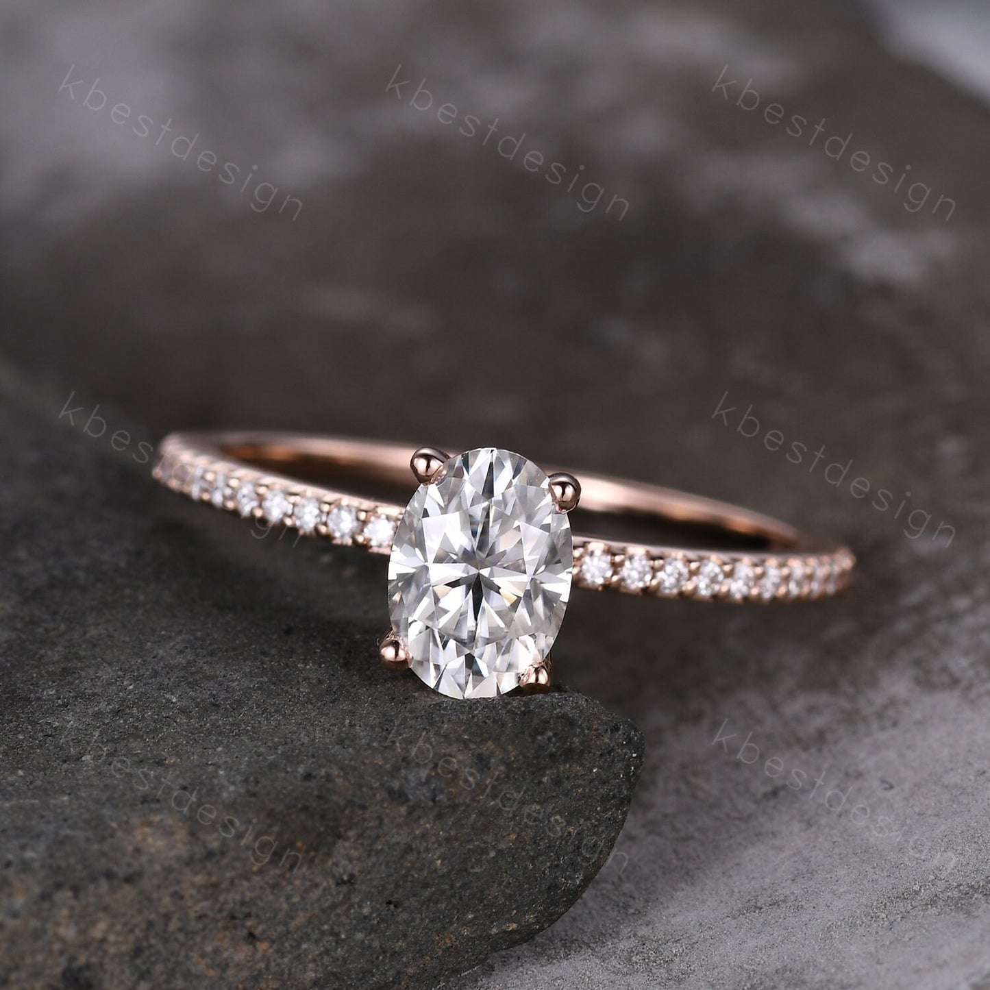 Petite Oval Cut Moissanite Engagement Ring 1CT Solitaire Diamond Bridal Ring Rose Gold Engagement Ring Dainty Promise Anniversary Ring