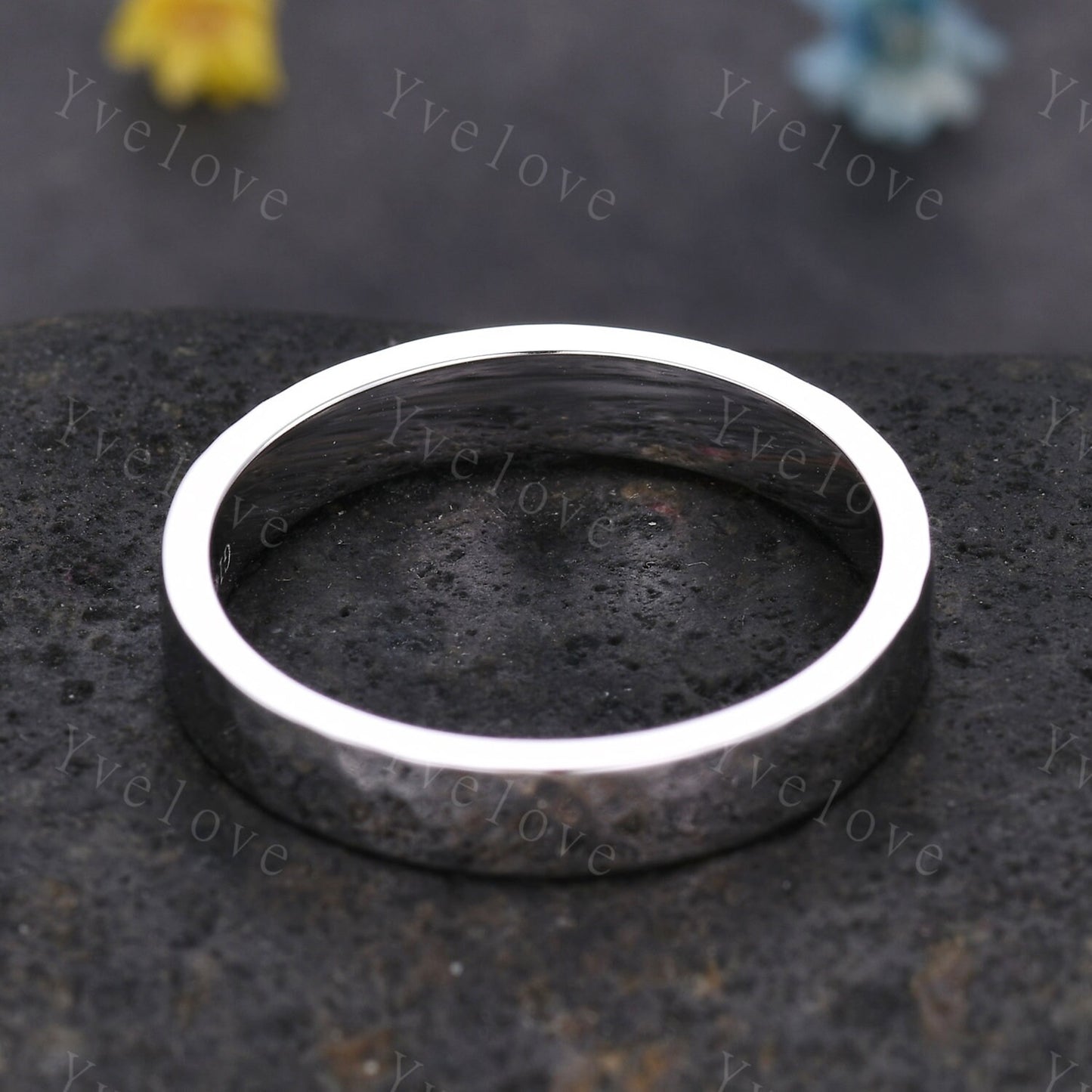 Unique Hammered Unisex Silver Band Hammered Finish 5mm Mens Ring Women Wedding Ring Plain Wedding Band Retro Vintage Ring Gift For Him
