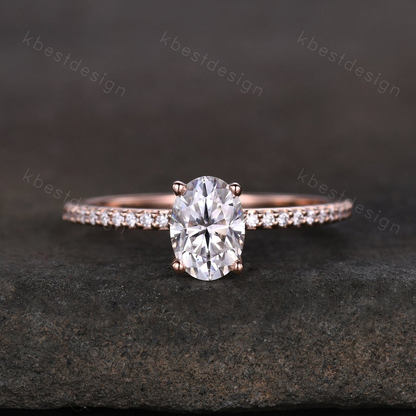 Petite Oval Cut Moissanite Engagement Ring 1CT Solitaire Diamond Bridal Ring Rose Gold Engagement Ring Dainty Promise Anniversary Ring