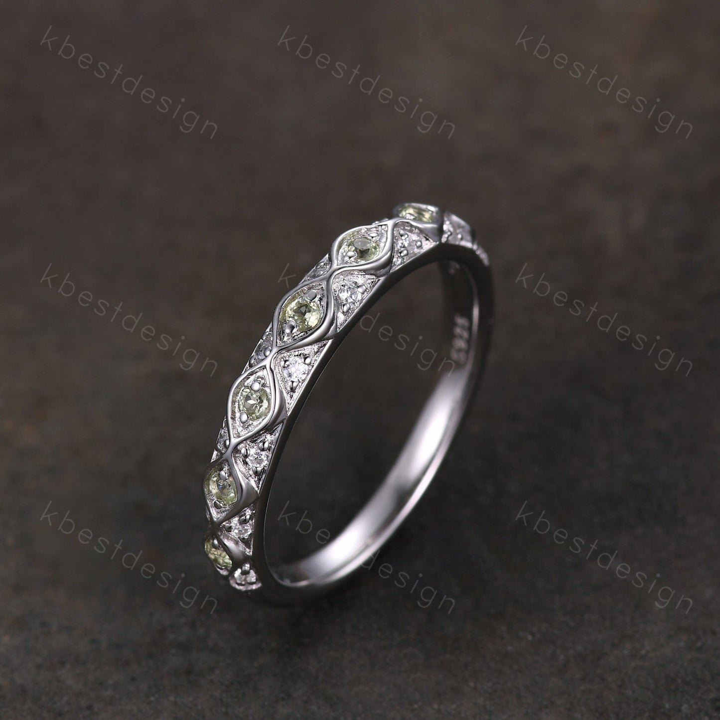 Antique Peridot Wedding Band 925 Sterling Silver Vintage Wedding Ring August Birthstone Stacking Ring Anniversary Gift for Her Handmade