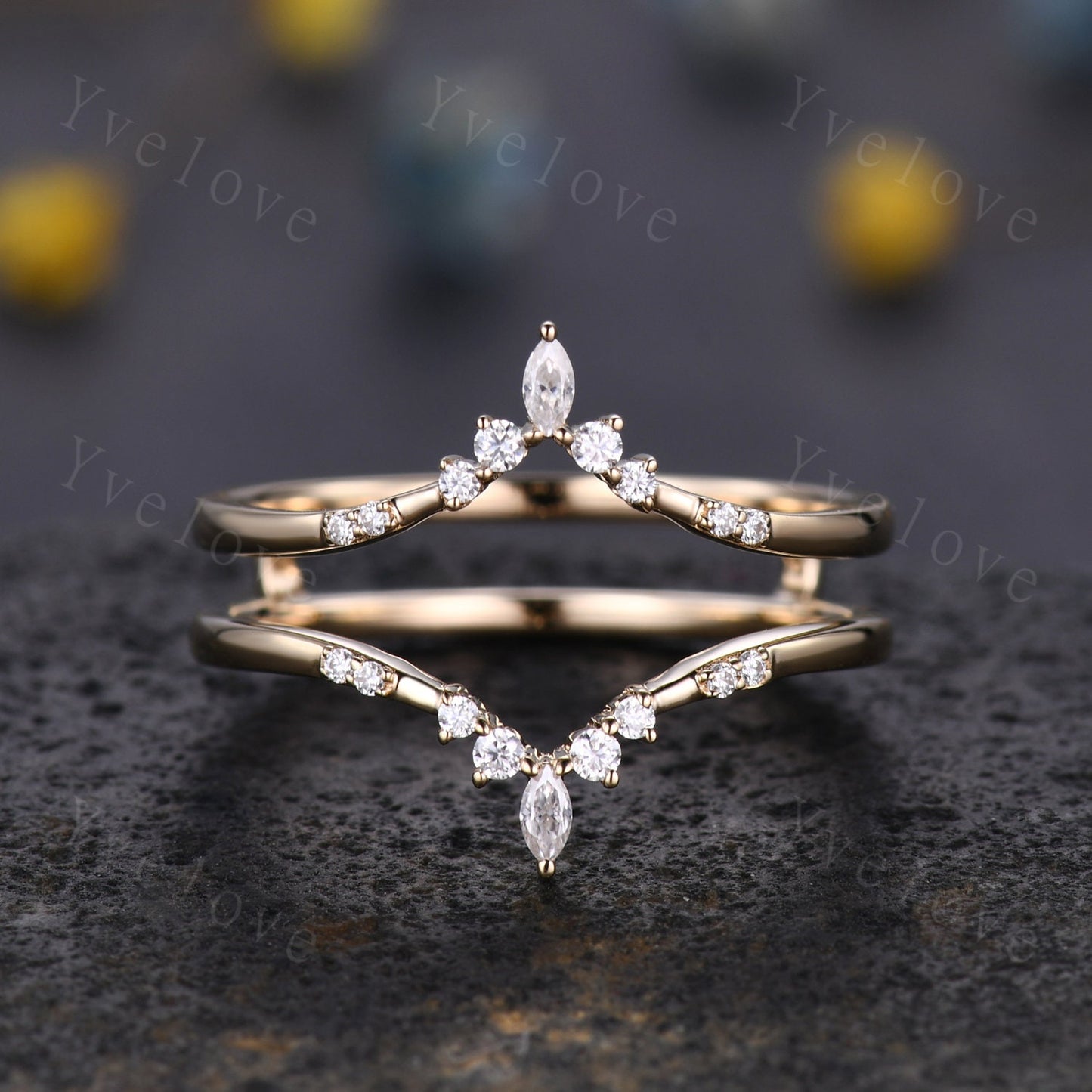 Dainty Moissanite wedding band V Curved Diamond wedding band Enhancer Band Rose gold Stacking Matching Band Bridal Promise Anniversary Gift