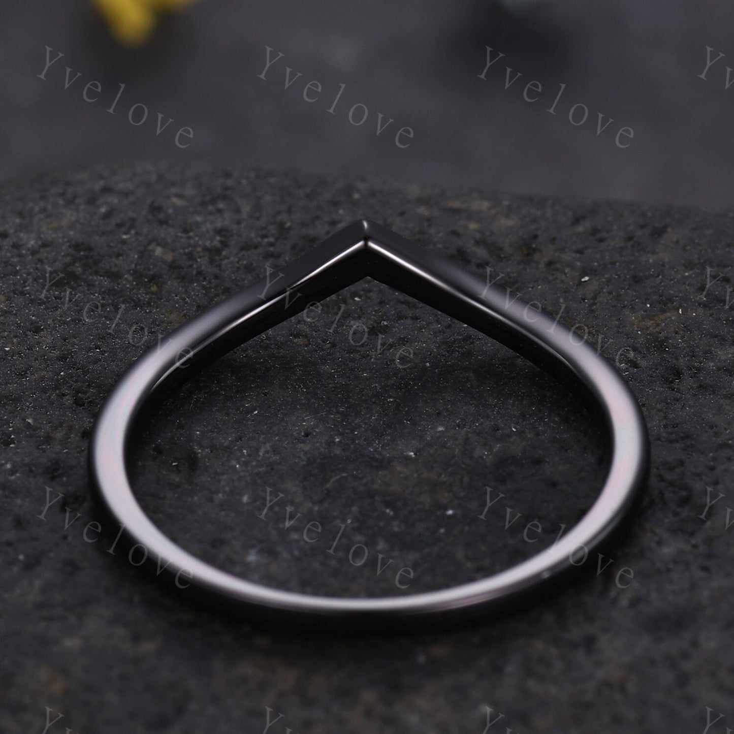 Art Deco 14K Black Gold Curved Wedding Band,Vintage Retro Matching Band,Black Gold Plated Ring,Women Stacking Band Dainty Bridal Ring Gift