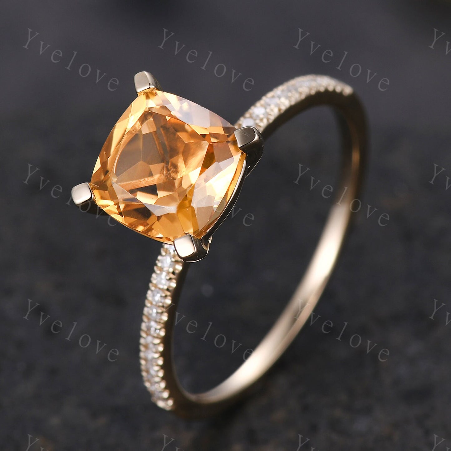 Citrine ring citrine jewelry 14k yellow gold engagement ring natural gemstone diamond band stacking ring anniversary ring custom jewelry