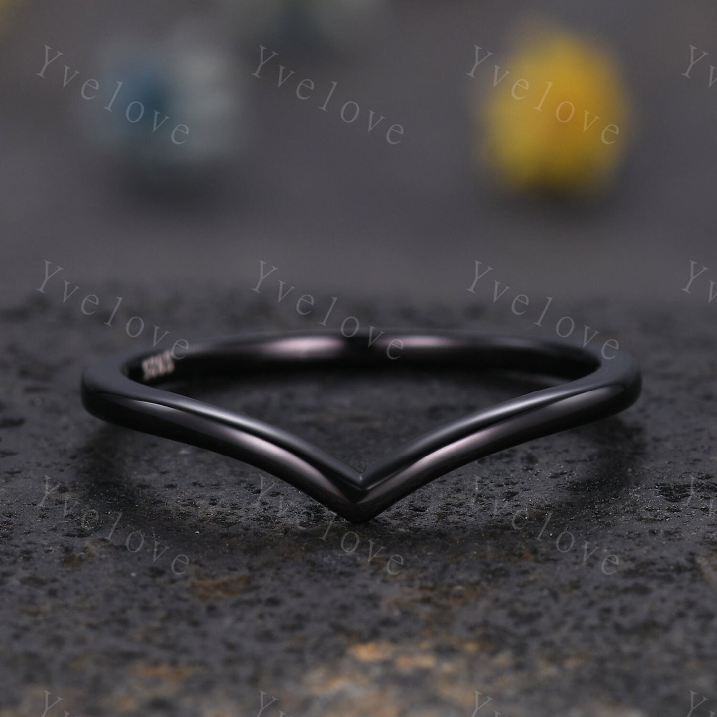 Art Deco 14K Black Gold Curved Wedding Band,Vintage Retro Matching Band,Black Gold Plated Ring,Women Stacking Band Dainty Bridal Ring Gift