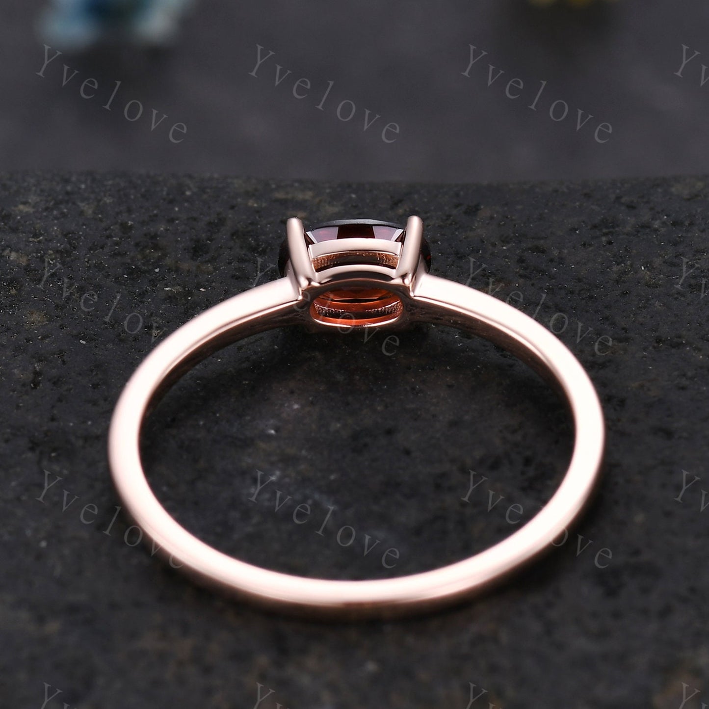 Red garnet engagement ring solid 14k rose gold 4x6mm oval cut garnet ring east west band solitaire ring natural garnet January birthday gift