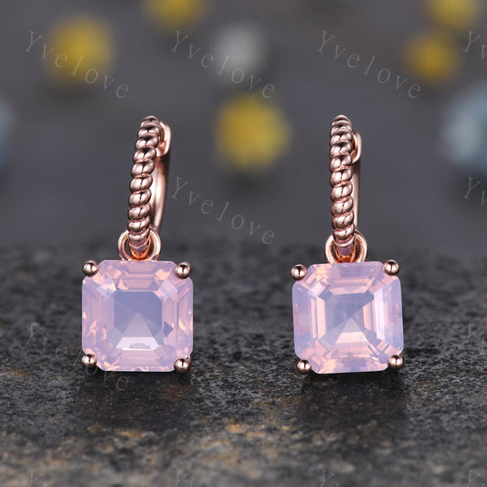 5ct Asscher Shaped Lavender Amethyst Earrings Bridal Amethyst Earrings Bridesmaids Jewelry Earrings Light Purple Wedding Party Earrings Gift